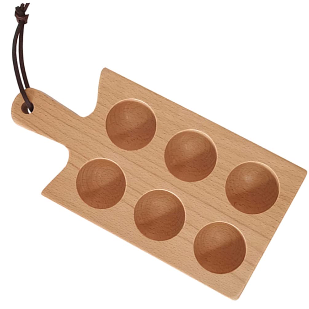 BESTonZON Wooden Egg Holder Tray - 6 Hole Countertop Egg Storage Container for Chicken Coop, Refrigerator & Freezer | Kitchen Organizer for Cabinets & Countertops | Perfect for Farm Fresh Eggs, Breakfast Serving & Pantry Organization