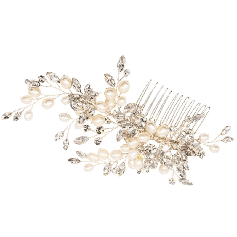 Elegant Silver Bridal Hair Comb with Crystal Headdress - Perfect for Weddings, Prom, and Formal Events (Style #9797)