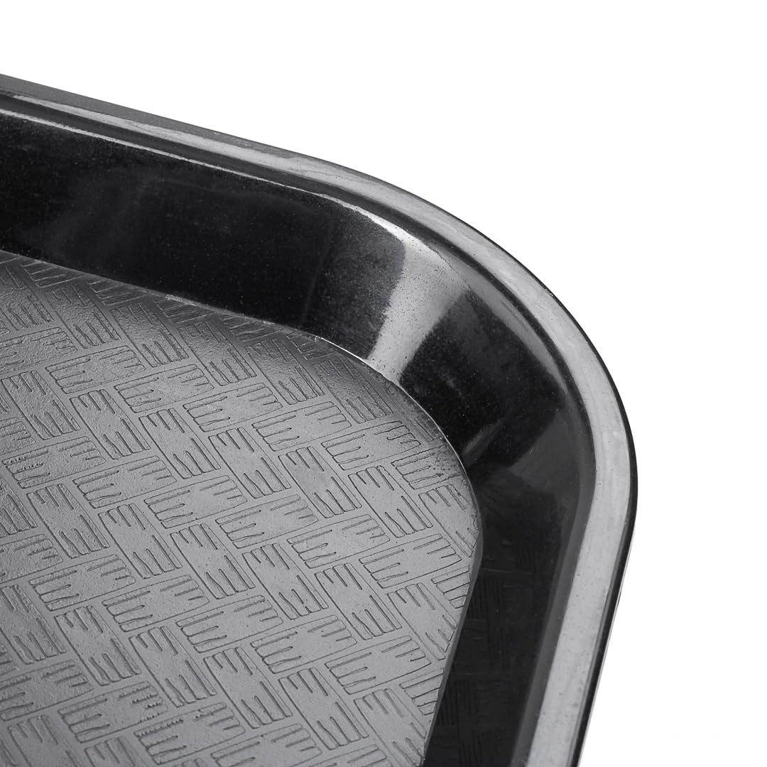 Restaurantware 14 x 18 Inch Fast Food Trays - Set of 50 Durable Rectangle Plastic Serving Trays | Dishwasher Safe, Textured Black Cafeteria Trays for Meals, Glassware & Buffet Service | Perfect for Restaurants, Schools, and Catering Events