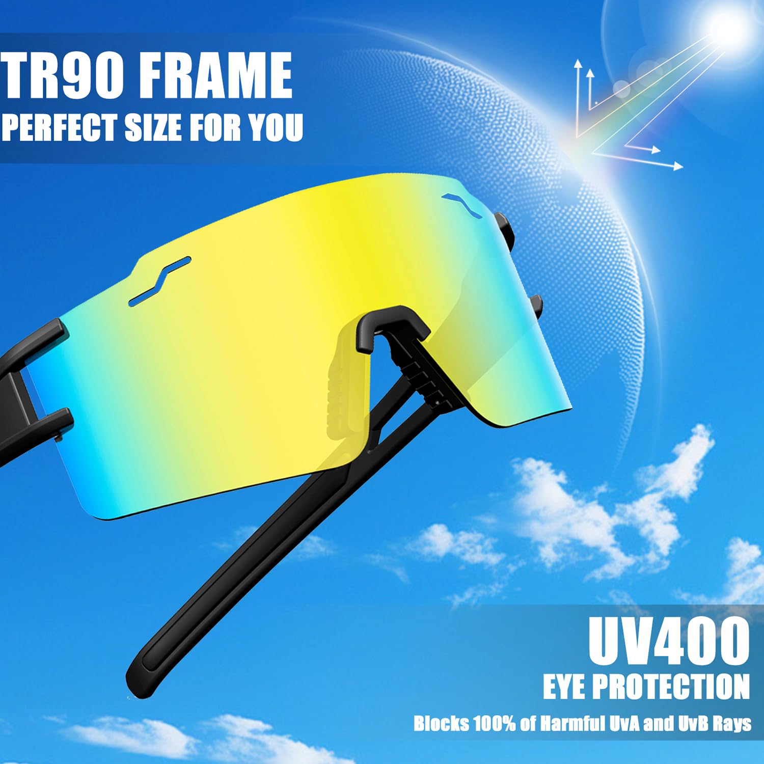 Polarized Sports Sunglasses for Men & Women - UV400 Protection TR90 Frame Baseball Running Cycling Glasses - Perfect for Outdoor Activities, Driving, Fishing, and Hiking