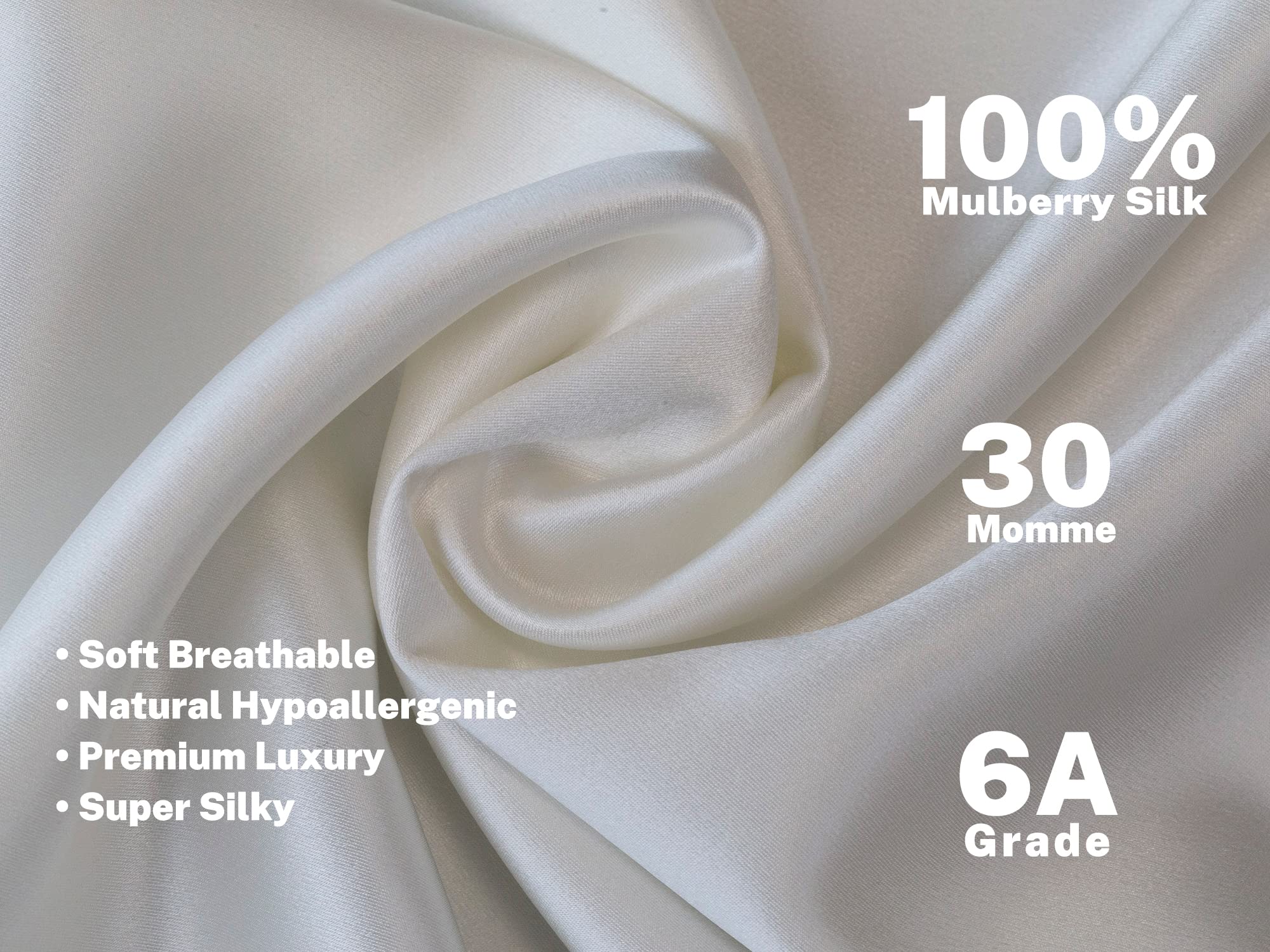 Luxury Silk Pillowcase for Hair & Skin - 100% Mulberry Silk King Size Pillow Cover (White) | Hypoallergenic & Cooling Bedding for Beauty Sleep & Anti-Aging