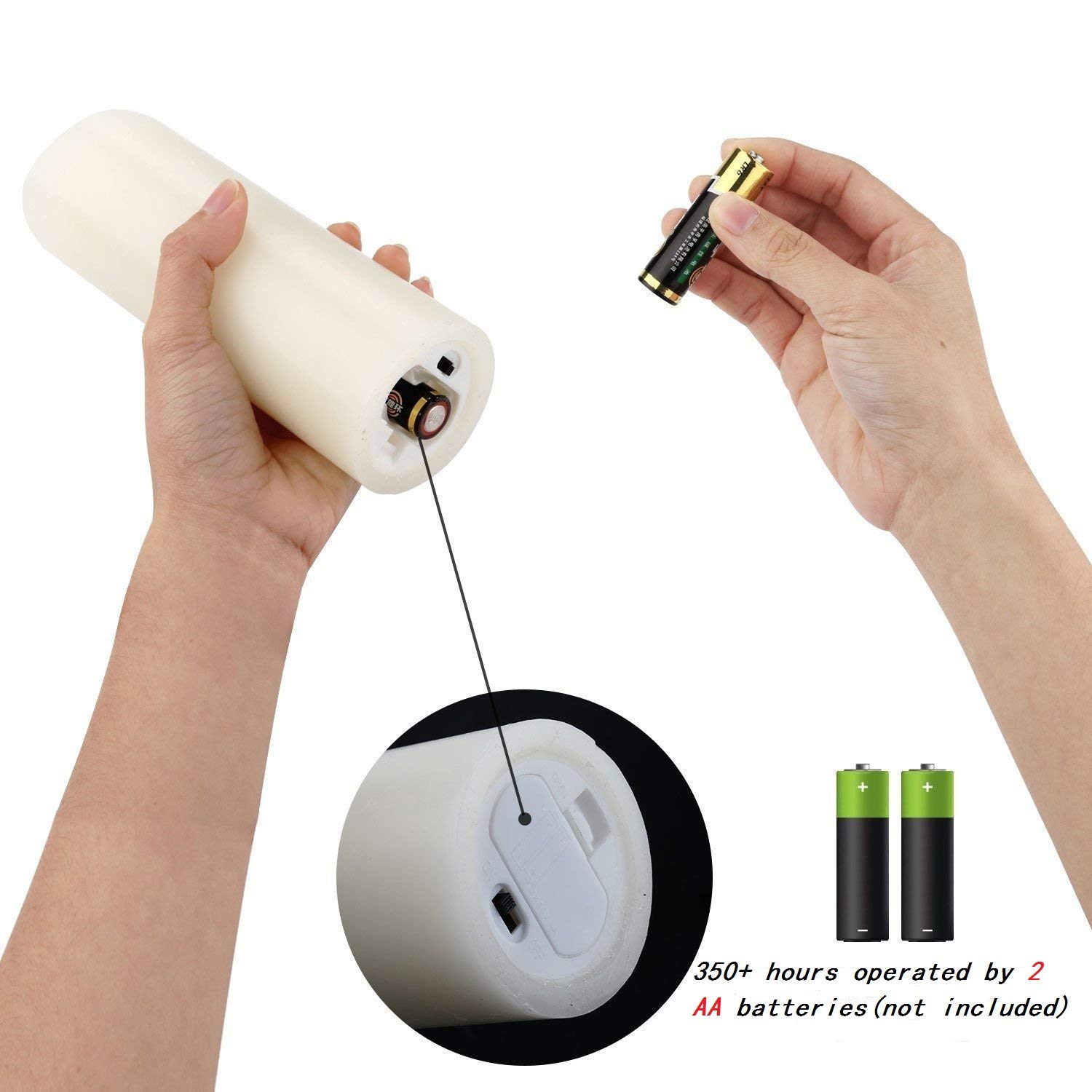 Eywamage Realistic Ivory Slim Flameless Pillar Candles with Remote - Set of 9 LED Battery Operated Fireplace Candles with Real Wax Flickering Effect for Home Decor, Wedding, Dining Table & Romantic Ambiance