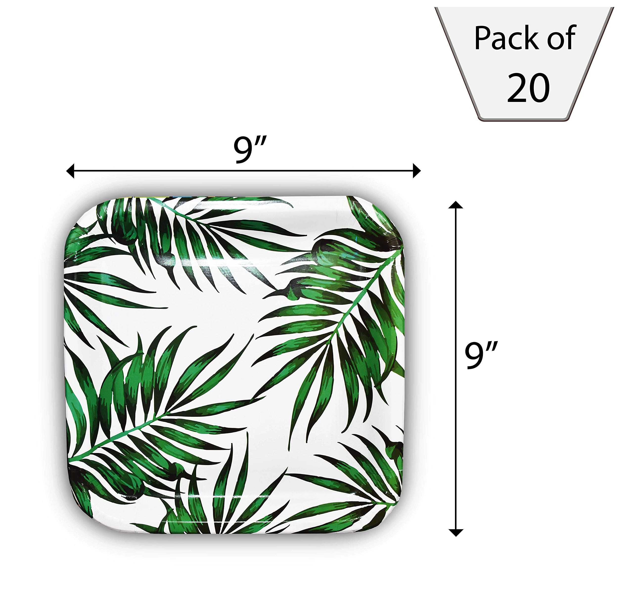 SOLAS Eco-Friendly 9 Inch Square Palm Leaf Plates - 100% Compostable Disposable Dinnerware for Jungle & Luau Parties (Pack of 20) | Perfect for Outdoor Weddings, Picnics & Sustainable Events