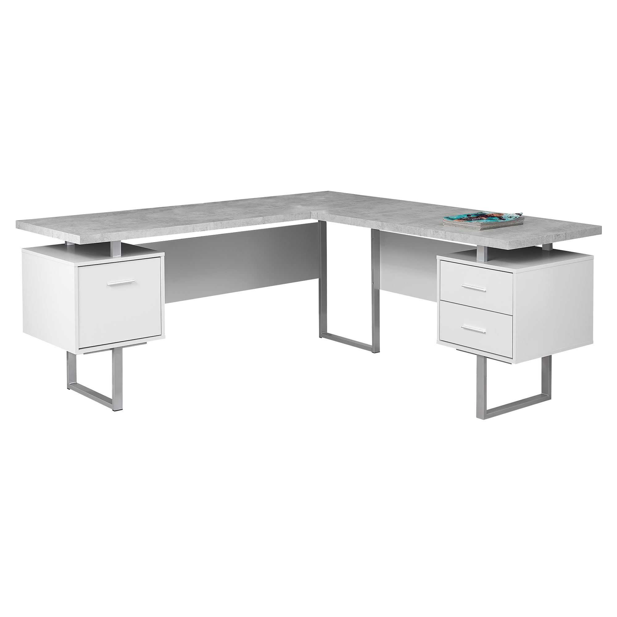 Office Series 70L White/Cement Look Left/Right Face Storage Cabinet - Perfect for Home Office, Classroom & Office Organization