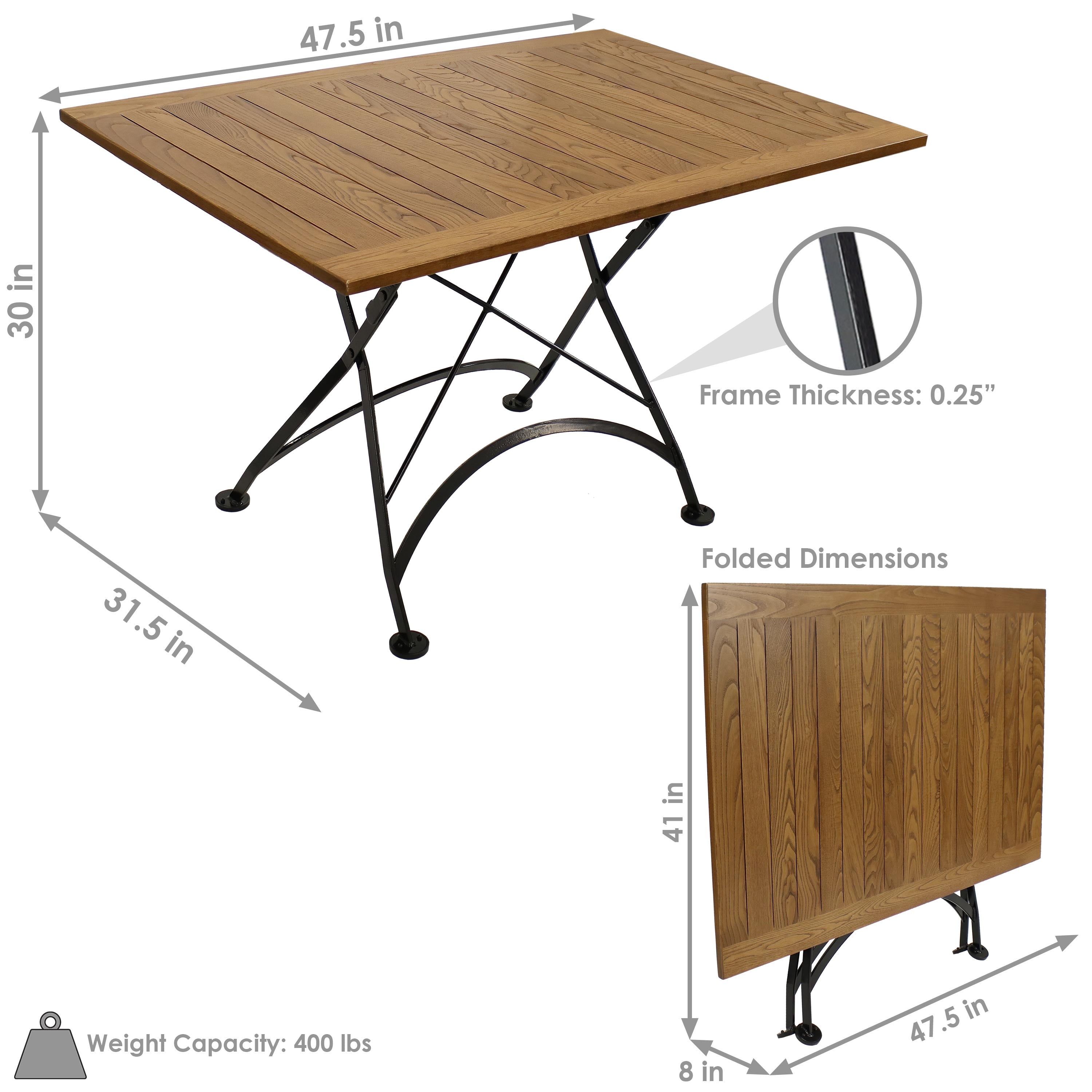 Sunnydaze European Chestnut Wood Folding Dining Table 48