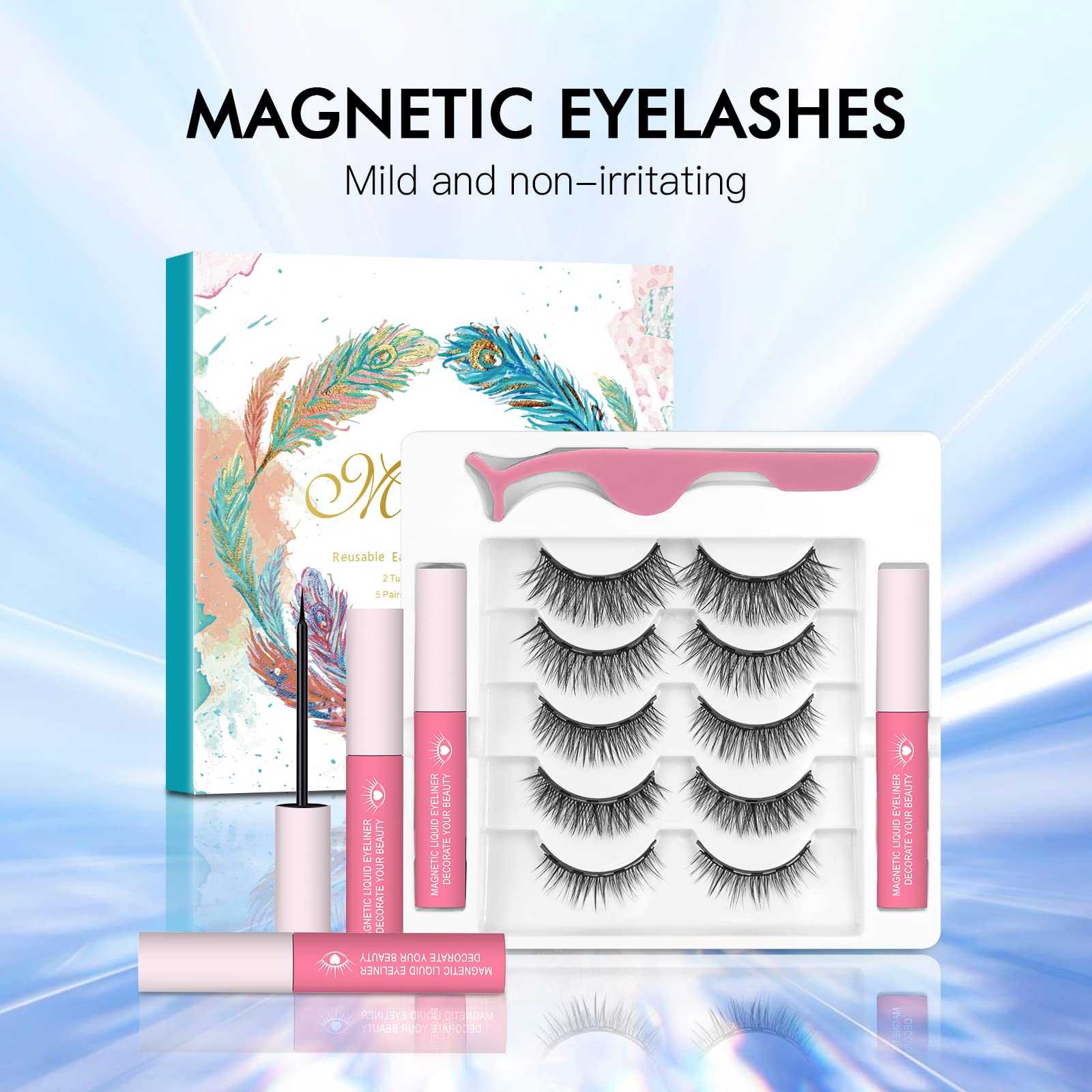 Waterproof 3D Magnetic Eyelashes with Eyeliner Kit - Natural Looking False Lashes for Dramatic Volume - Perfect for Weddings, Parties & Special Occasions