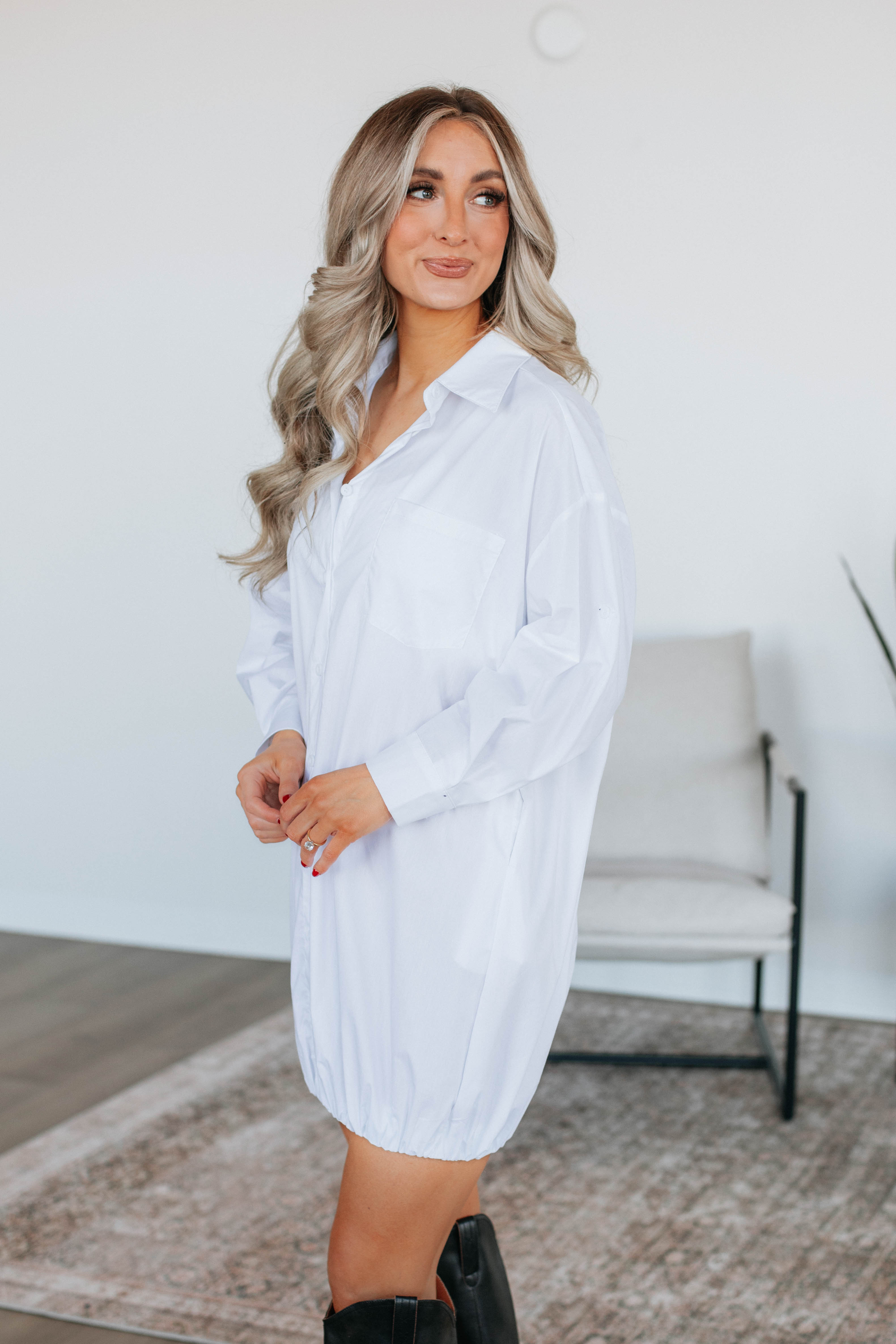Joette Shirt Dress for Women - Elegant Ivory Button Down Tunic - Perfect for Office, Casual Outings & Spring Summer Wardrobe