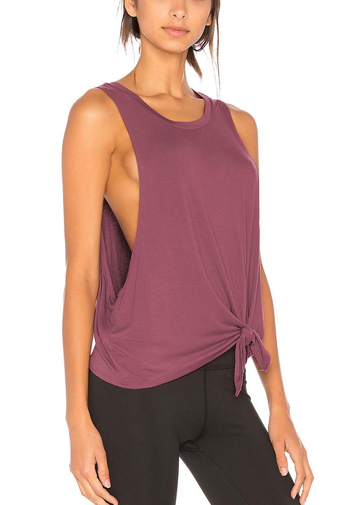 Bestisun Women's Sexy Workout Tank Tops - Yoga Clothes with Tie Knot Design, Athletic Gym Shirts & Stylish Crop Tops for Yoga, Running, Gym & Casual Wear
