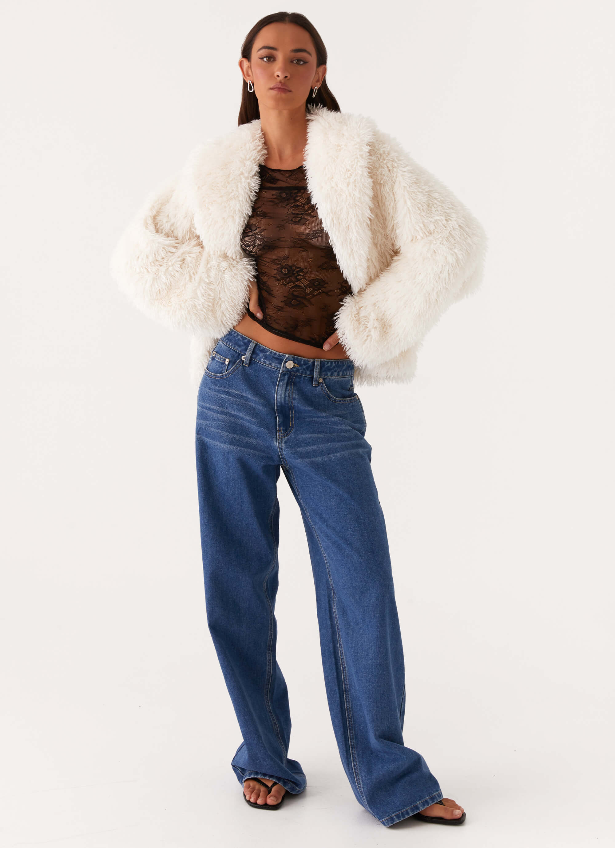 Denver Oversized Fur Jacket for Women - Soft Ivory Faux Fur Coat | Winter Fashion Outerwear for Casual & Street Style