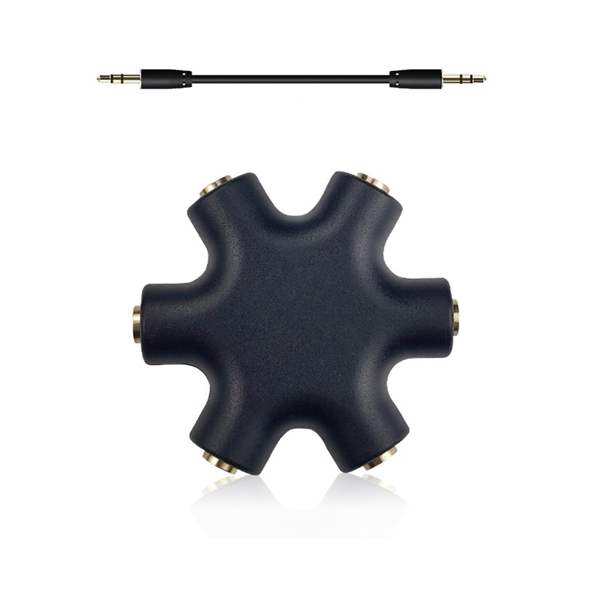 5-Way 3.5mm Headphone Splitter - 1 Male to 4 Female Stereo Audio Adapter with Cable for Music Sharing, Gaming, Classroom & Multi-Listener Scenarios