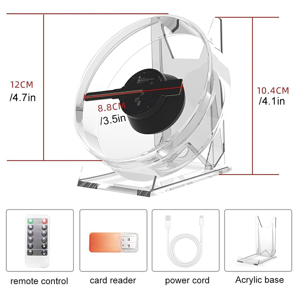 QOKLIYUI 3D Holographic LED Fan Display with Battery - Portable Hologram Projector for Dorm Rooms, PC Replacement | Perfect for Parties, Trade Shows & Home Decor