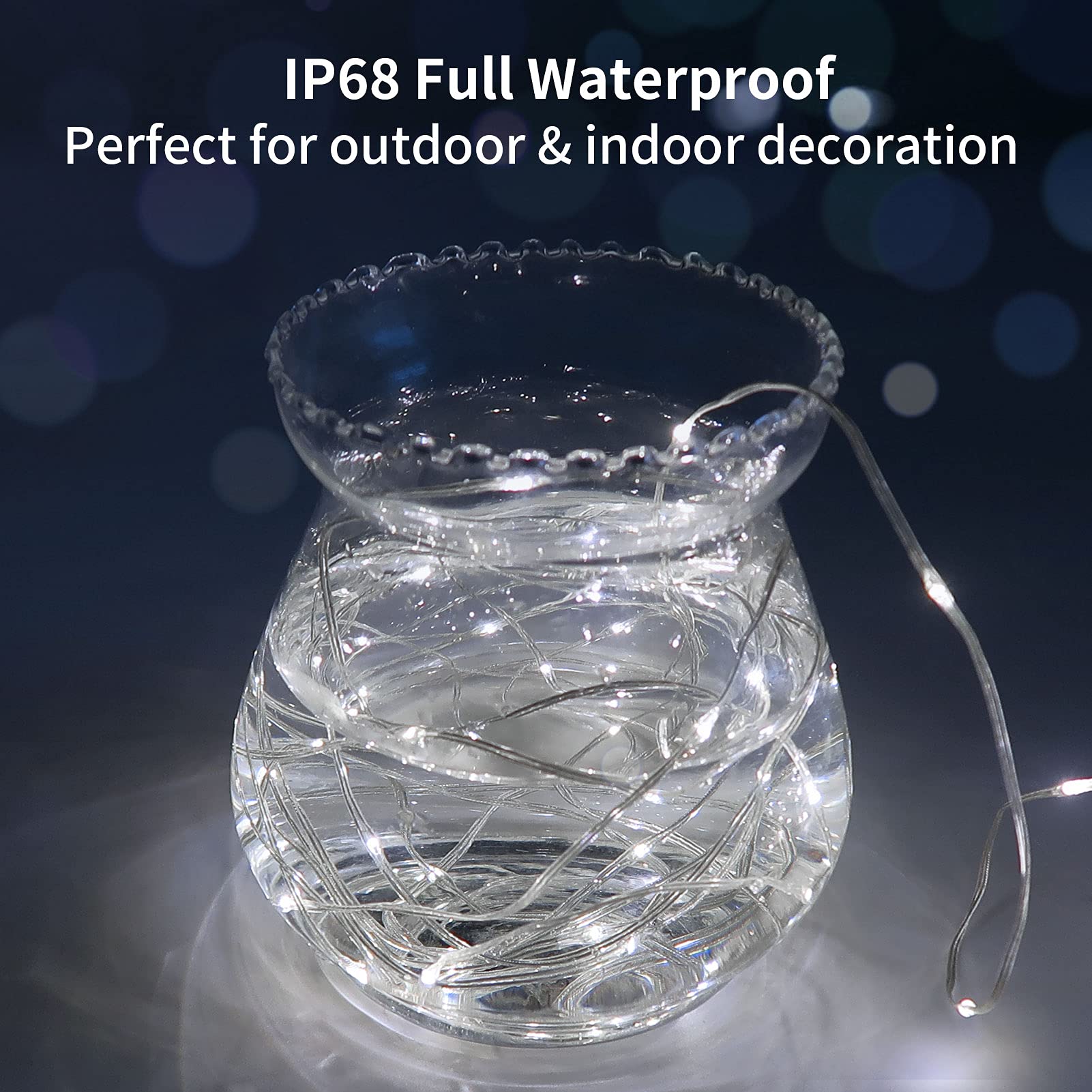2 Pack 33Ft 100 LED Fairy String Lights Plug in - 8 Modes Timer Dimmable IP68 Waterproof Micro Starry Twinkle Lights for Outdoor, Bedroom, Garden, Christmas, Party & Home Decor (Cool White) - Perfect for Romantic Nights, Holiday Lighting & Backyard Ambiance