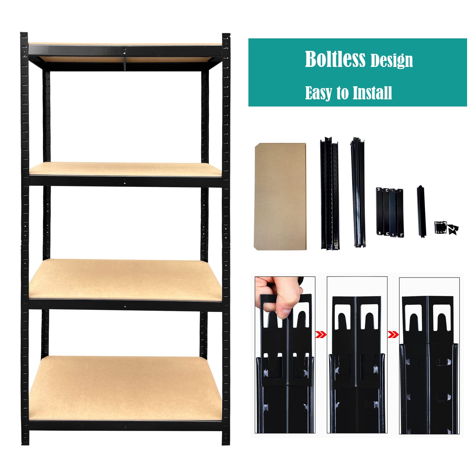 4-Tier Heavy Duty Metal Storage Shelves - 64