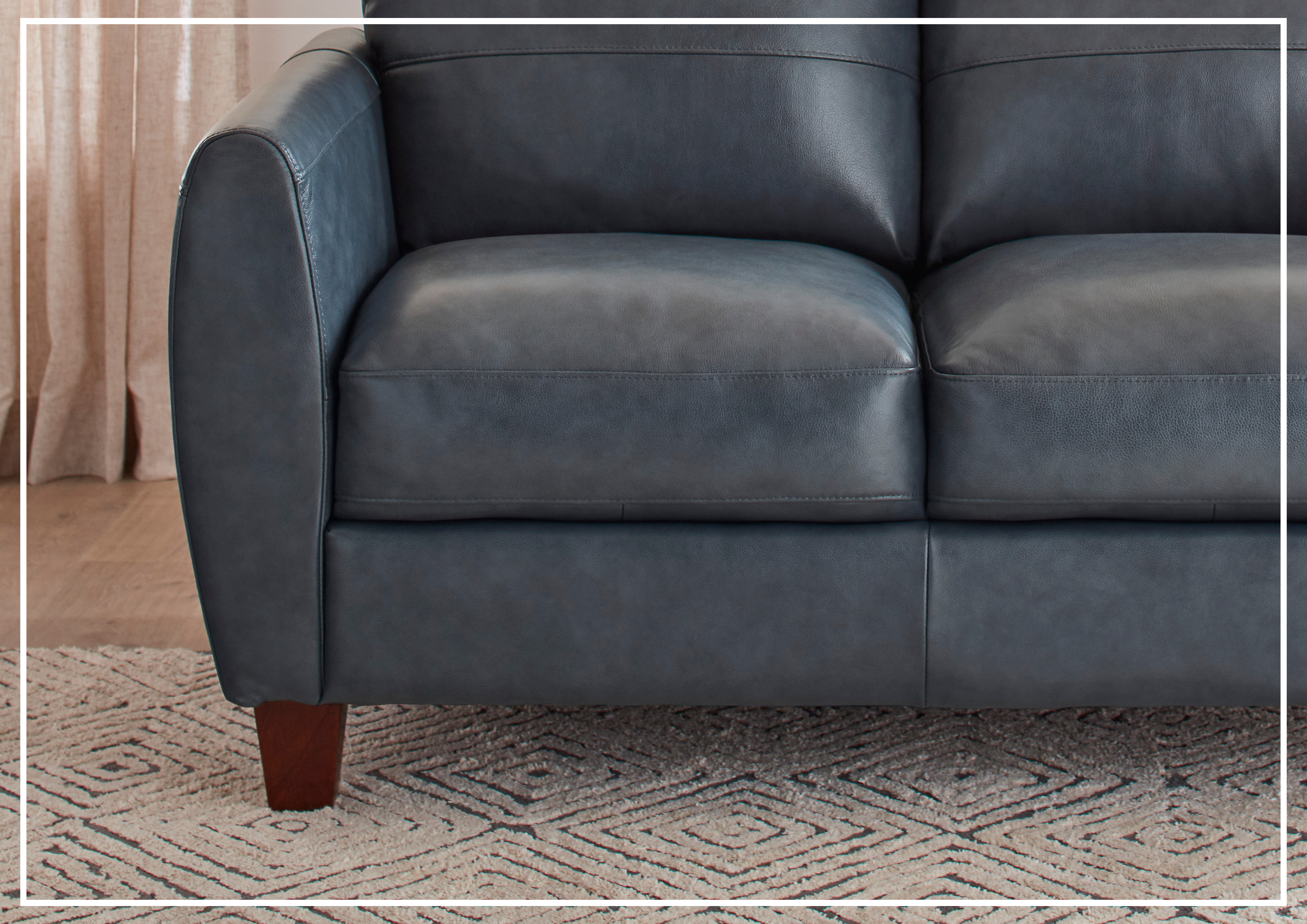 Gio Italia Home Tirano Genuine Leather 2-Seater Sofa in Bluish Gray - Modern Living Room Furniture for Small Spaces & Apartments