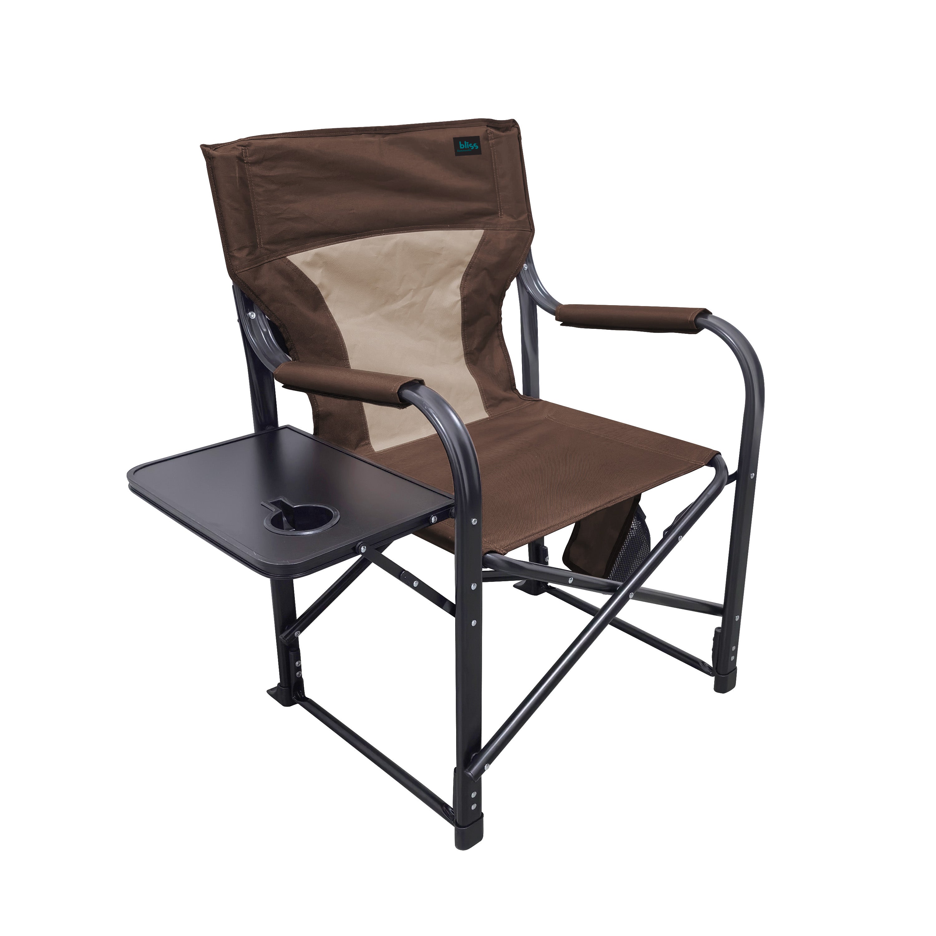 Bliss Hammocks 24VH BRN 24 Volt Heated Directors Chair with 3 Temperature Settings | 21 Inch Wide Seat | Includes 2.0Ah Battery & Charger | Perfect for Outdoor Camping, Hunting & Fishing Trips