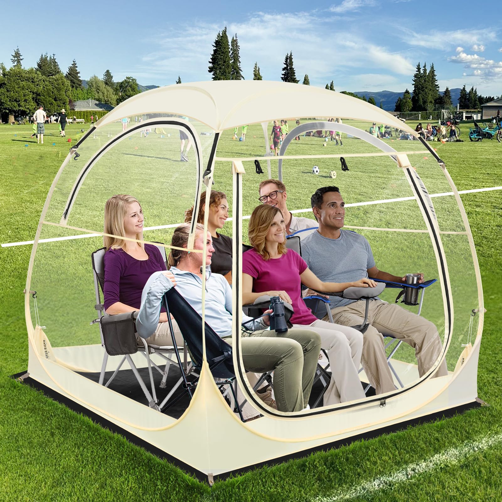 Eapele Instant Pop Up Sports Tent - 1 to 6 Person Portable Shelter for Camping, Fishing, Hiking & Outdoor Events - Waterproof Rain Protection for Picnics, Beach, Sports Games & Festivals
