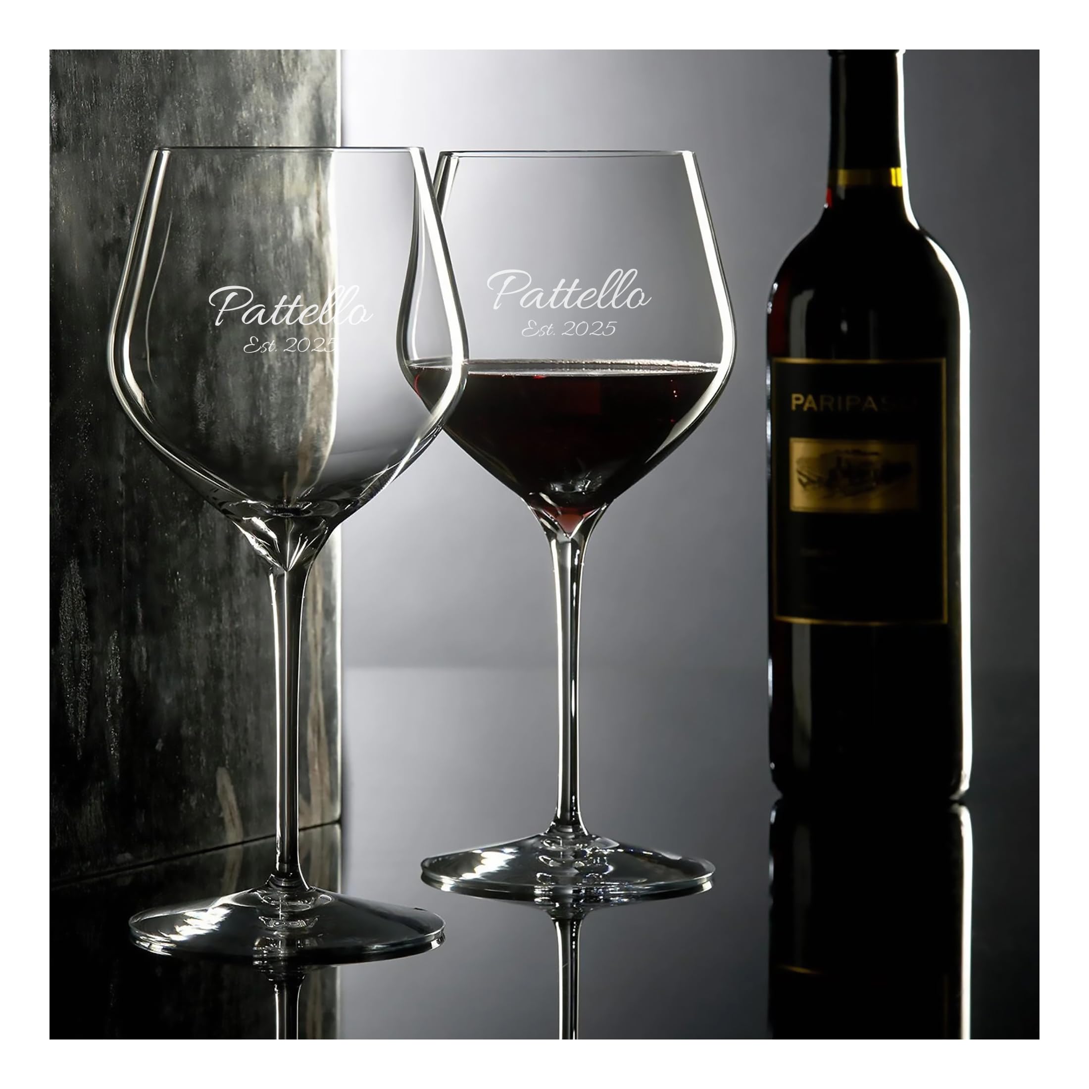 Personalized Elegance Cabernet Sauvignon Wine Glasses Set of 2 - Custom Engraved 26.7oz Crystal Red Wine Glasses for St. Emilion, Listrac & Moulis - Perfect Gift for Wine Lovers - Ideal for Romantic Dinners, Anniversary Gifts & Wine Tasting Events