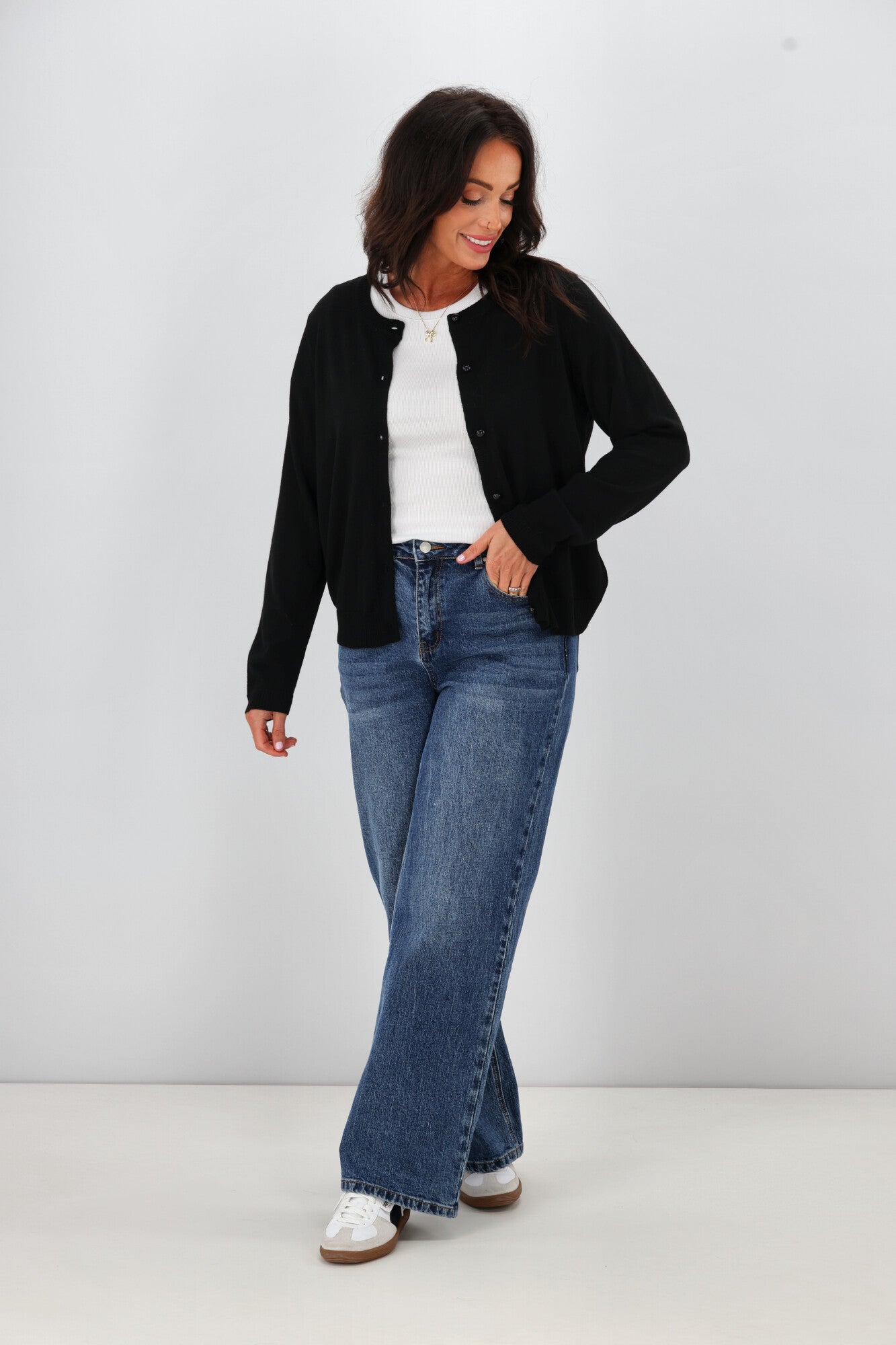 Alpine by Shine On Quebec Rib Detail Cardigan Sweater for Women - Cozy Winter Knitwear, Black - Perfect for Office, Casual Outfits & Fall Layering