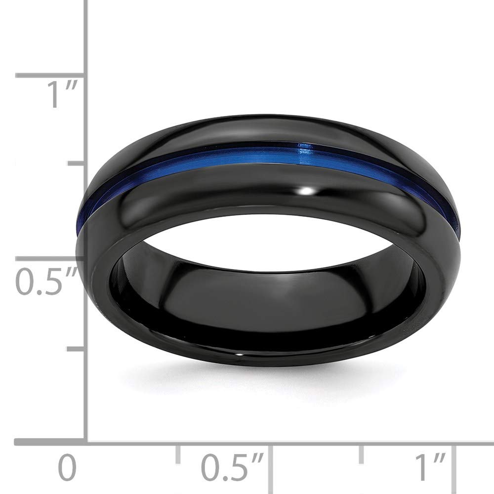 Men's Black Titanium Blue Anodized 7mm Wedding Band Ring - Durable Titanium Engagement Ring for Men, Perfect Gift for Husband, Boyfriend & Anniversary - Ideal for Proposals, Weddings & Everyday Wear