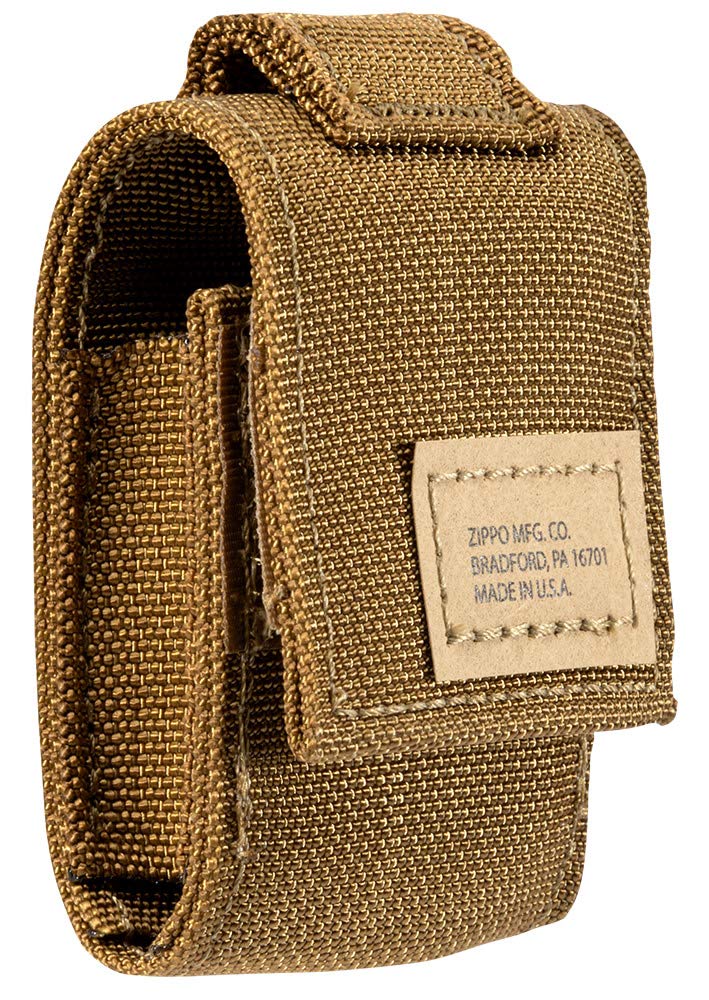 Zippo Coyote Tactical Pouch & Black Crackle Windproof Lighter Set - Perfect for Outdoor Adventures, Camping, Hiking & Survival Gear