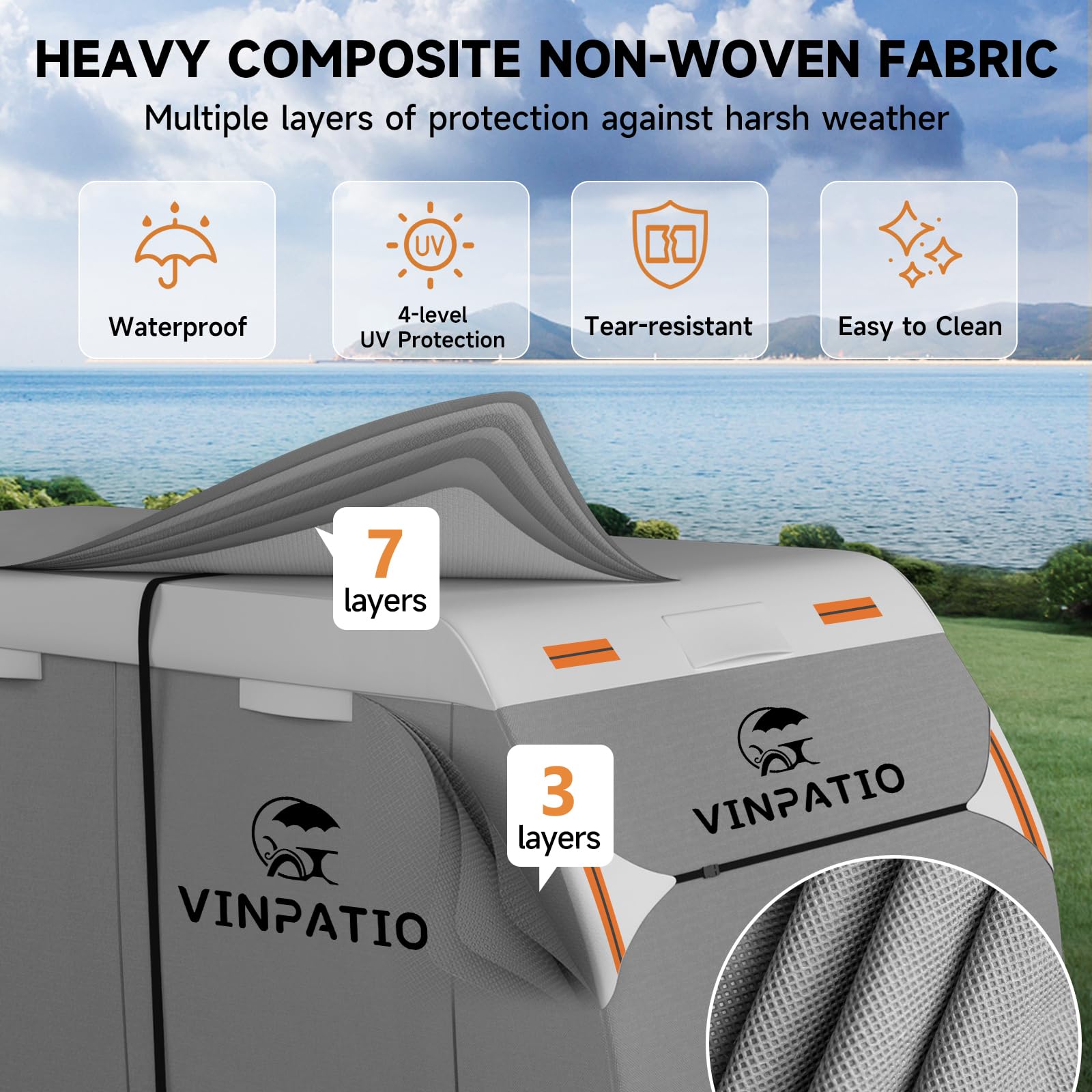 Heavy Duty 7-Layer Travel Trailer RV Cover - Waterproof & UV Resistant Camper Cover for 20'-22' RVs with 4 Tire Covers, Windproof Straps & Tongue Jack Cover | Perfect for Outdoor Storage, Winter Protection & Long-Term RV Shelter