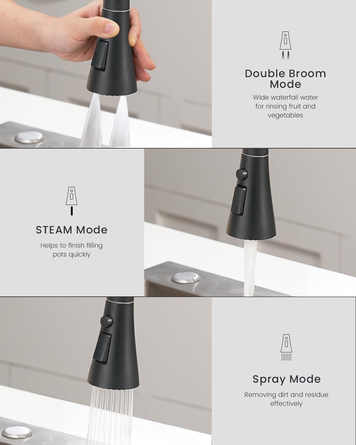 APPASO Touchless Kitchen Faucet with Motion Sensor - Matte Black Hands-Free Faucet with Soap Dispenser & Pull Down Sprayer (3 Spray Modes), S304 Stainless Steel for Modern Kitchens - Perfect for Busy Cooks, Family Homes & Commercial Use
