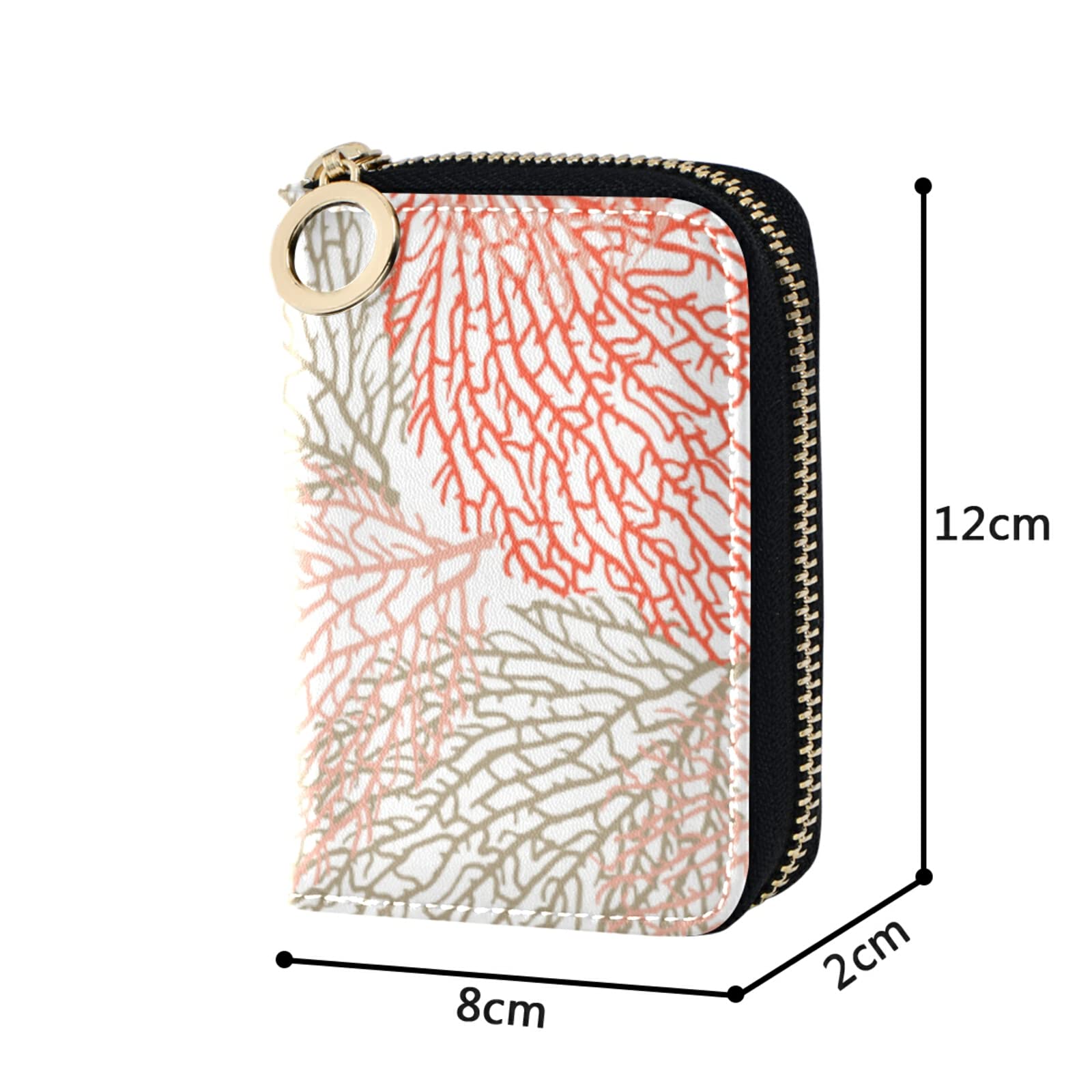RFID Blocking Leather Women's Wallet – Compact Credit Card Holder with Coin Pocket & Key Organizer – Seamless Grey, Red & White Design – Perfect for Travel, Shopping & Everyday Use