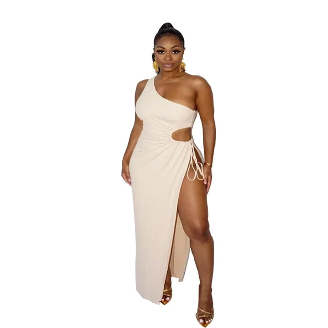Sexy One Shoulder Sleeveless Bandage Dress for Women - Summer Hollow Out Party Dress for Nightclub, Cocktail & Evening Events