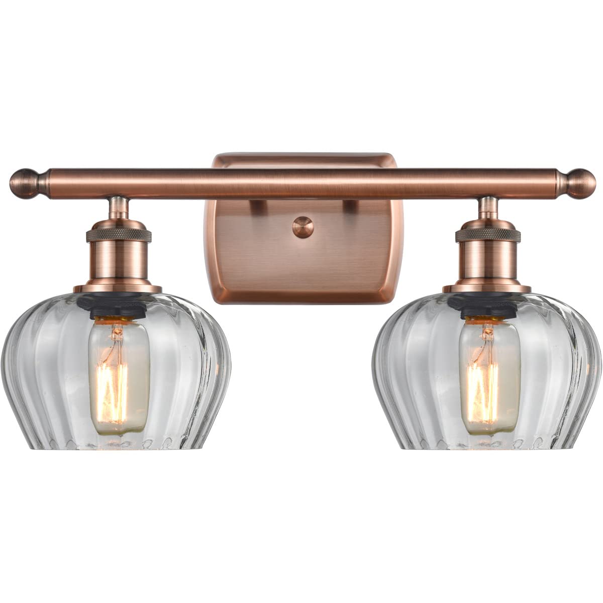 Innovations 516-2W-AC-G92-LED Fenton 2-Light Bathroom Vanity Fixture - Antique Copper Finish - Ballston Collection - Perfect for Bathroom, Powder Room & Dressing Area Lighting