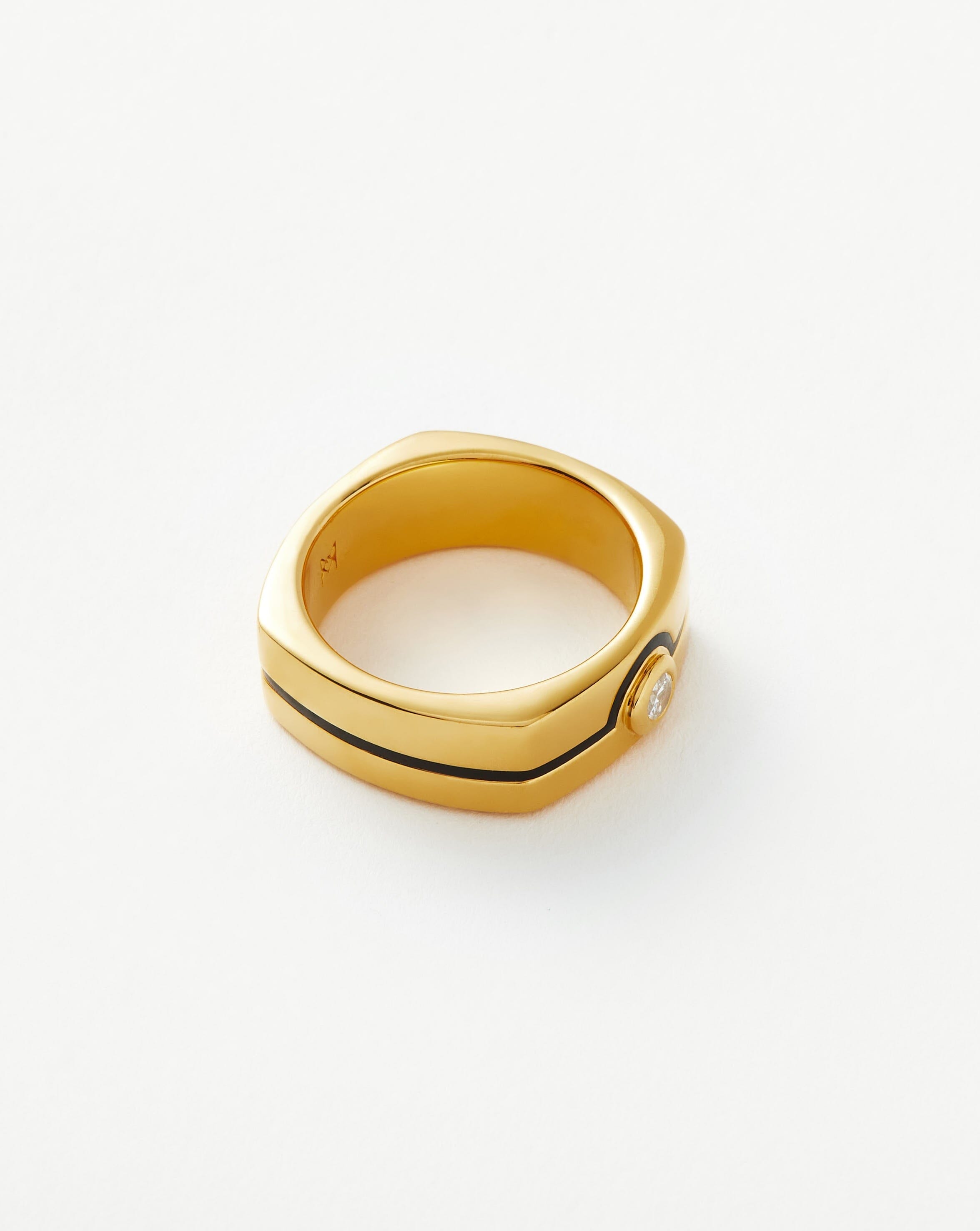 18k Gold Plated Cubic Zirconia Enamel & Stone Byline Wide Band Ring - Elegant Statement Jewelry for Women, Perfect for Weddings, Anniversaries & Special Occasions