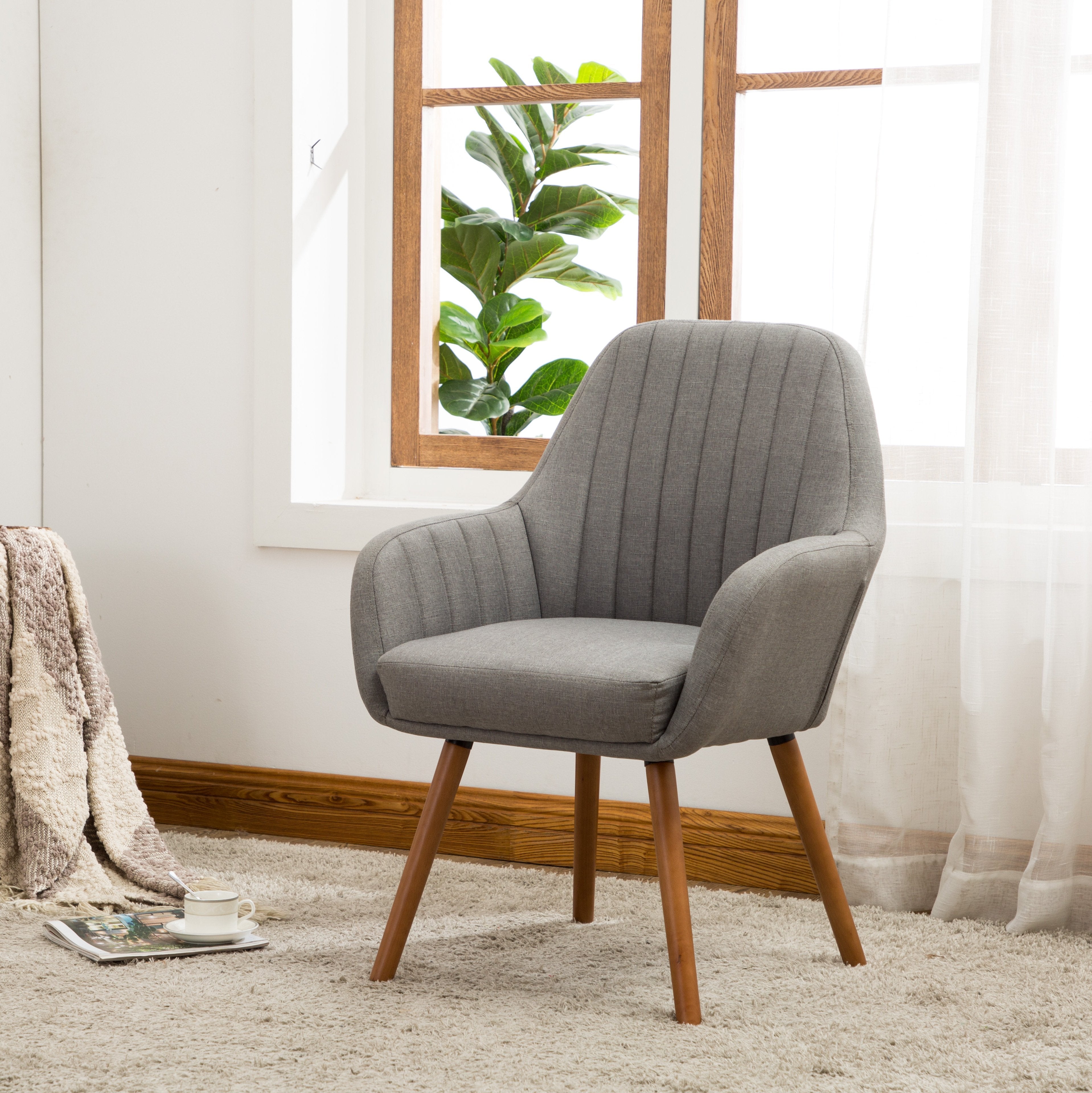 Roundhill Furniture Tuchico Modern Fabric Accent Chair - Stylish Living Room Seating for Home Office, Lounge & Reading Nook