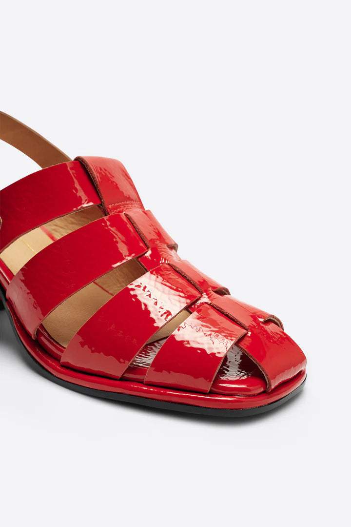 Intentionally Blank July Sandal - Women's Cherry Red Leather Sandals for Summer | Beach, Vacation & Casual Wear