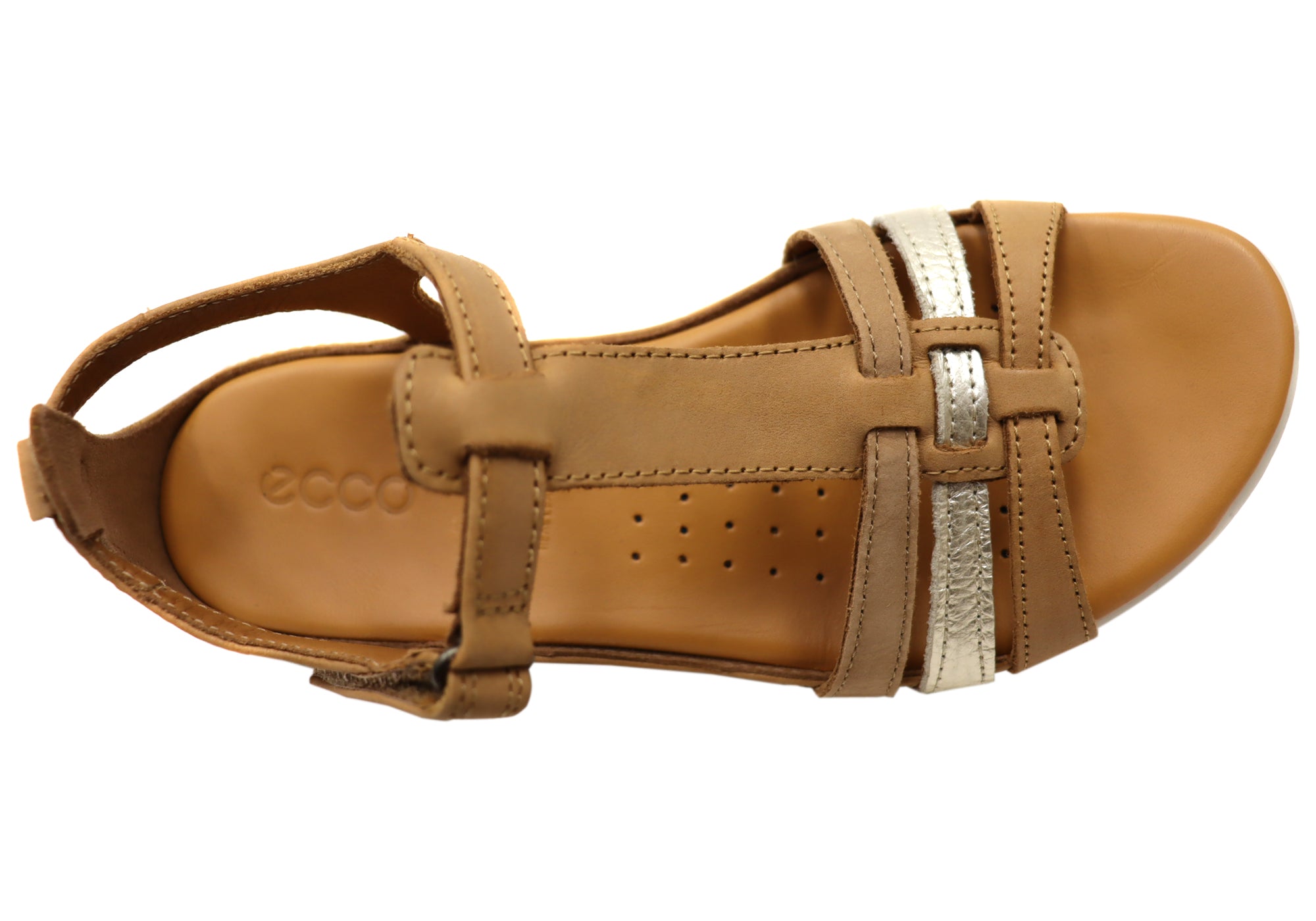 ECCO Flash T-Strap Women's Comfortable Leather Sandals - Breathable Summer Sandals for Walking, Travel & Casual Outfits