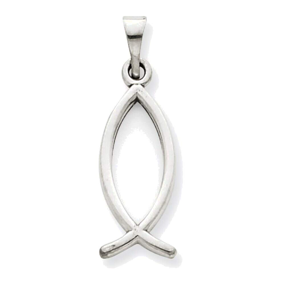 Bonyak 14K White Gold Ichthus Fish Pendant Necklace - Christian Religious Jewelry for Women & Men - Perfect for Baptism, Church, Daily Wear & Gifts