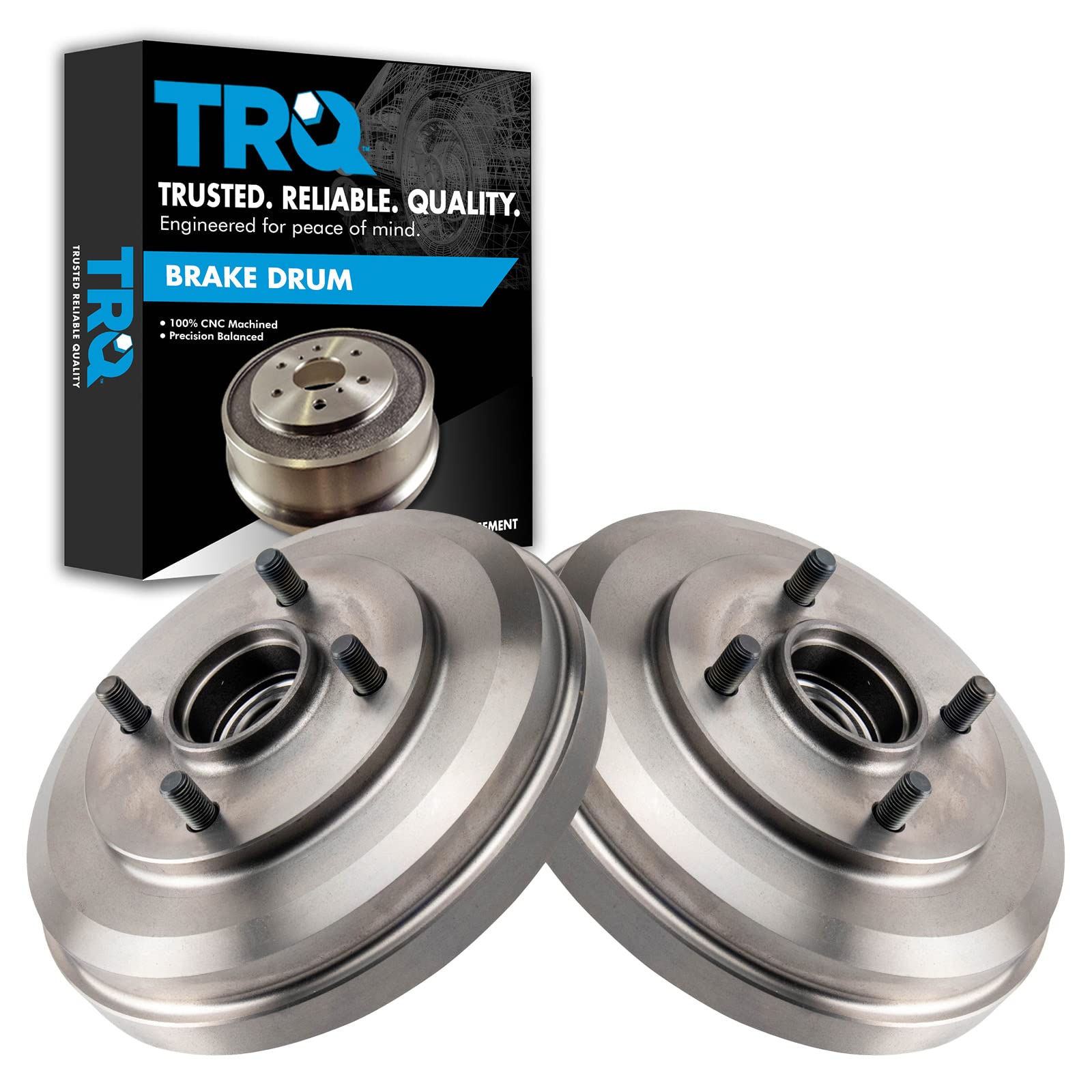 TRQ Rear Brake Drum Pair Set for 2009-2011 Ford Focus - Durable Replacement Brake Drums for Smooth Stopping Power - Perfect for City Driving and Highway Commutes