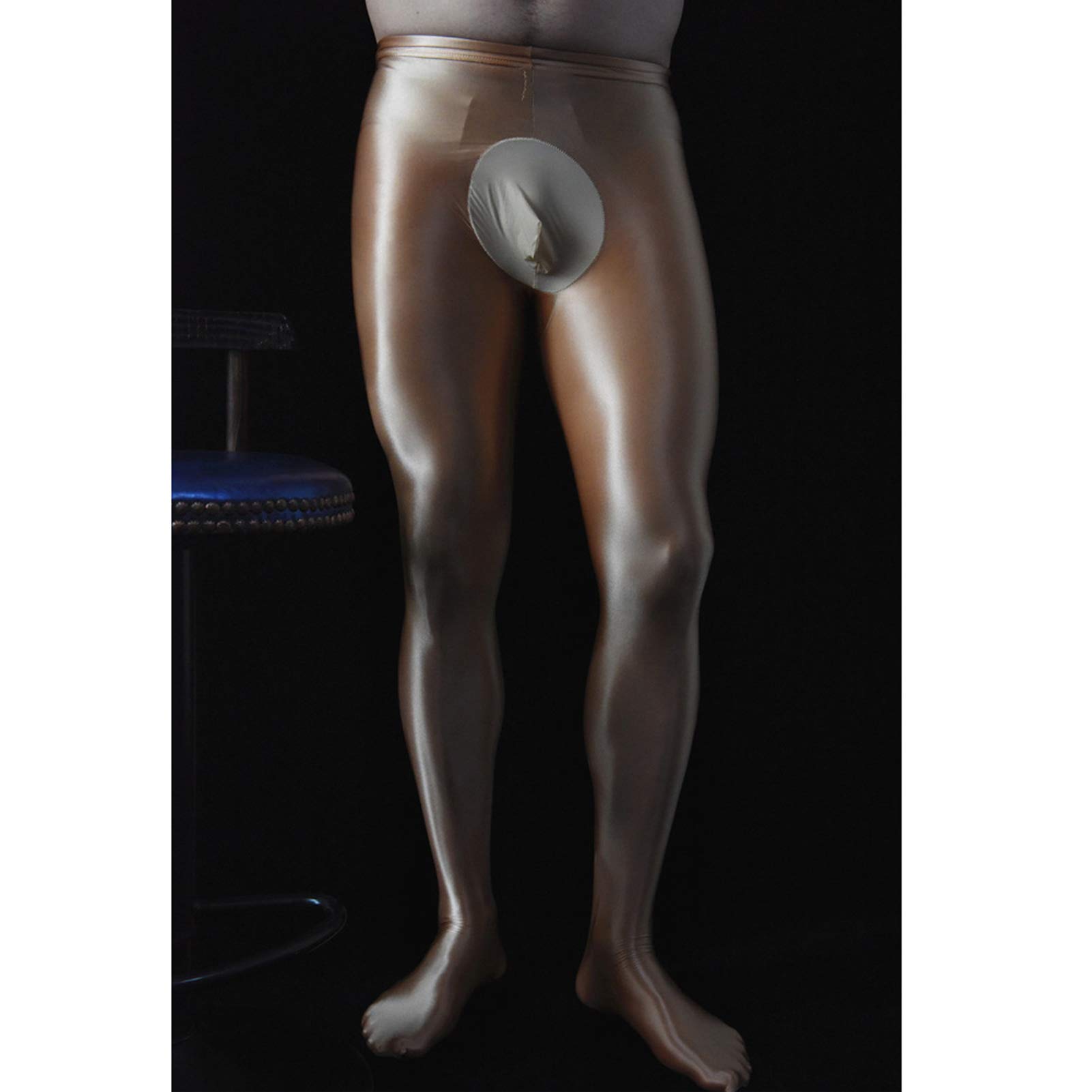 Leesuo Men's Ultra Shiny Glossy Pantyhose - High Elastic Nylon Sheer Tights with Semi-Opaque Design for Formal Events, Cosplay & Night Out