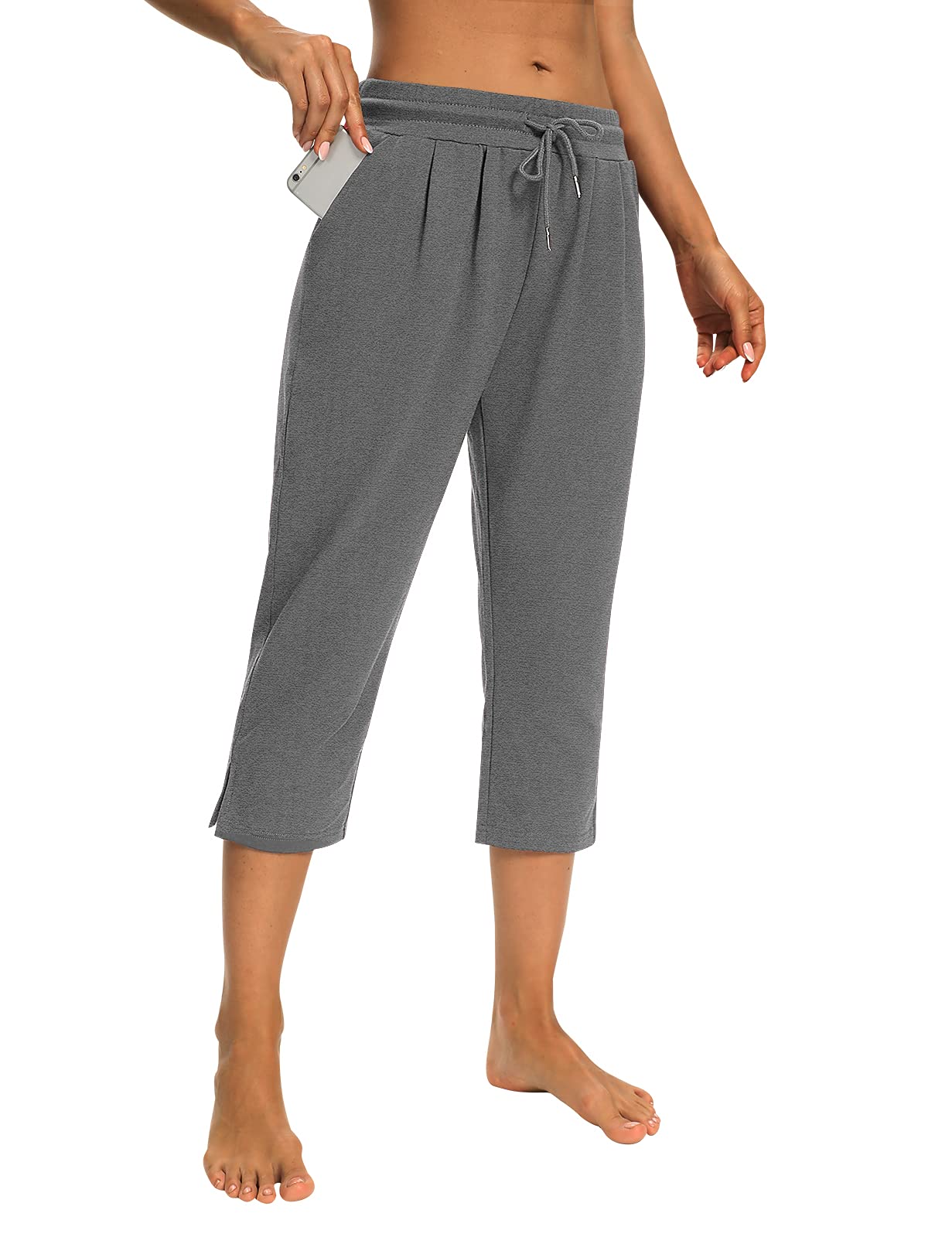 Women's Capri Yoga Pants - Loose Fit Workout Joggers with Drawstring & Pockets | Comfortable Lounge & Sleep Pajama Pants | Perfect for Yoga, Gym, Running, Travel & Home Relaxation