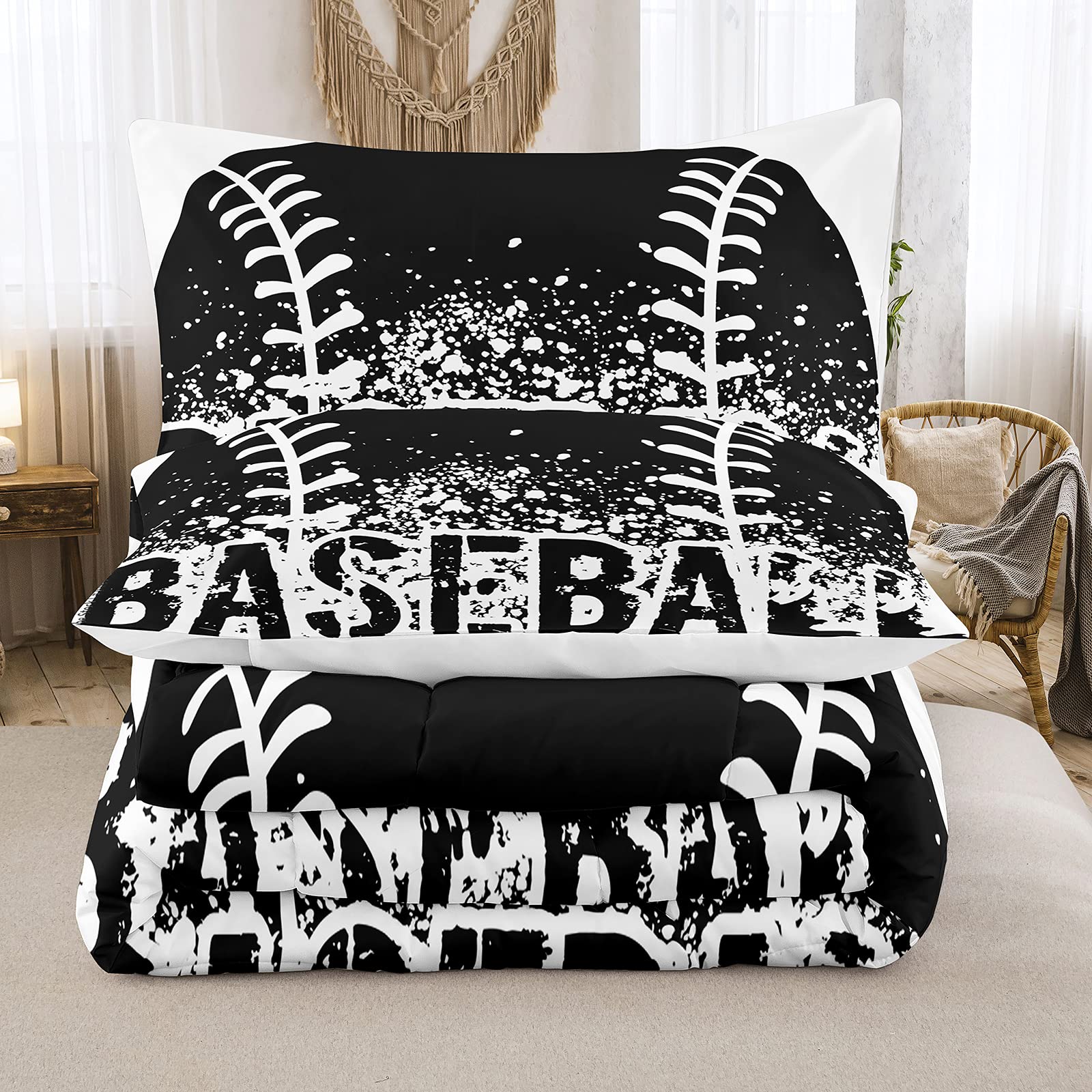 Bodhi Boys Baseball King Comforter Set with Pillowcases - Sports Bedding for Teens
