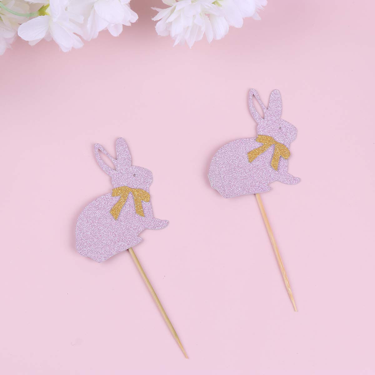 24-Piece Easter Cake Toppers Set - Bunny & Egg Cupcake Decorations for Easter Party, Baby Shower, Spring Celebration (Cake Picks Included)