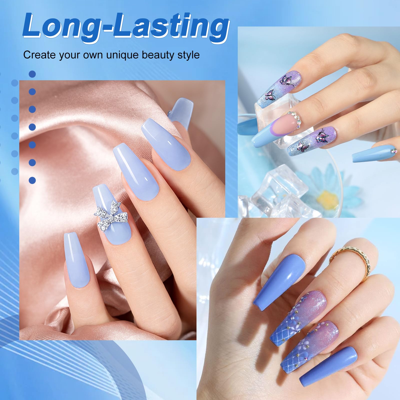 LKE Gel Nail Polish Kit - 6 Colors Halloween & Christmas Collection (Baby Blue, Ocean, White) - Soak Off UV/LED Lamp Nail Art Set for DIY Manicure & Pedicure - Perfect for Home Salon, Party Nails & Holiday Gift