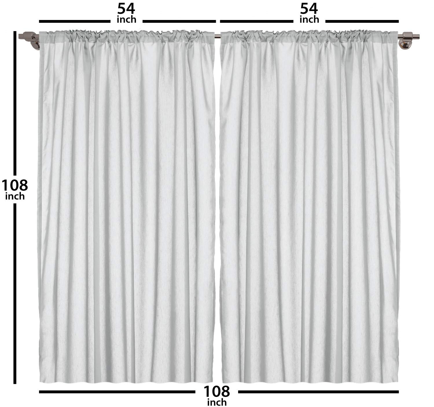Ambesonne Jennifer Floral Curtains - Pastel Pink & White Striped Window Drapes for Living Room & Bedroom, 2 Panel Set (108