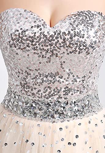 Elegant Women's Sequins Sweetheart Tulle Lace-up A-Line Long Evening Dress for Prom, Wedding, and Formal Events - Perfect for Gala, Ball, and Special Occasions