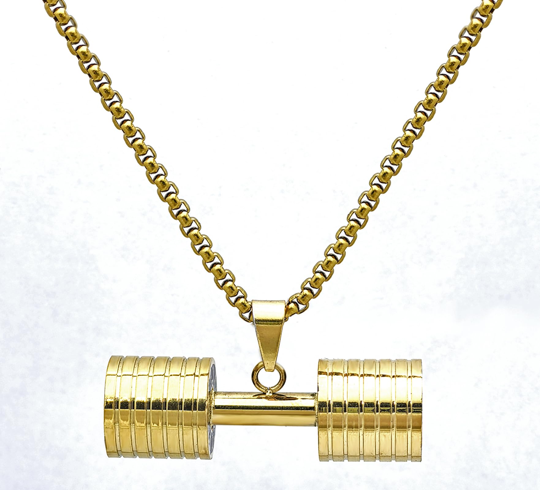 Stainless Steel Fitness Gym Necklace for Men & Women - Dumbbell & Barbell Chain Pendant Jewelry - Perfect for Workout, Gym & Sports Enthusiasts