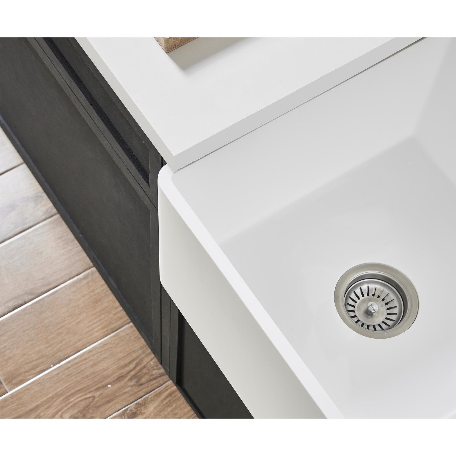 Arcticstone 36 Inch White Farmhouse Kitchen Sink - Double Bowl Apron Front Solid Surface Sink with 2 Strainers (Matte/Glossy Finish) - Perfect for Modern Farmhouse, Rustic & Traditional Kitchen Designs