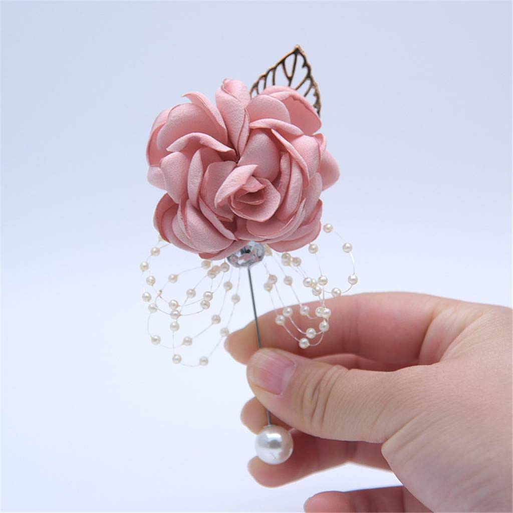Elegant Rose Wedding Wrist Corsage & Boutonniere Set - Champagne Pink Silk Flower Bouquet for Prom, Bridal Party & Formal Events - Perfect for Weddings, Dances & Special Occasions