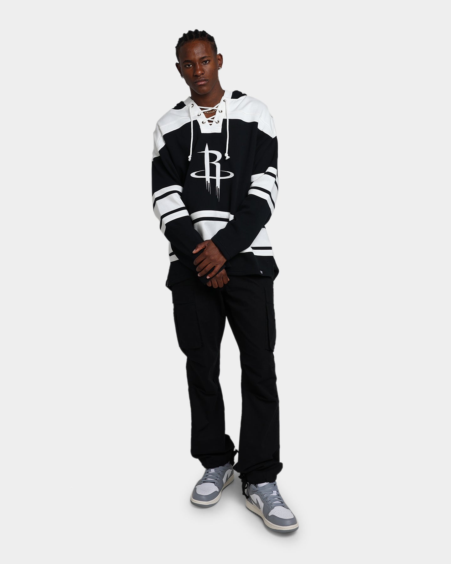 47 Brand Houston Rockets Superior Lacer Hoodie - Men's NBA Basketball Pullover Sweatshirt (Jet Black) - Perfect for Game Day, Casual Wear & Street Style