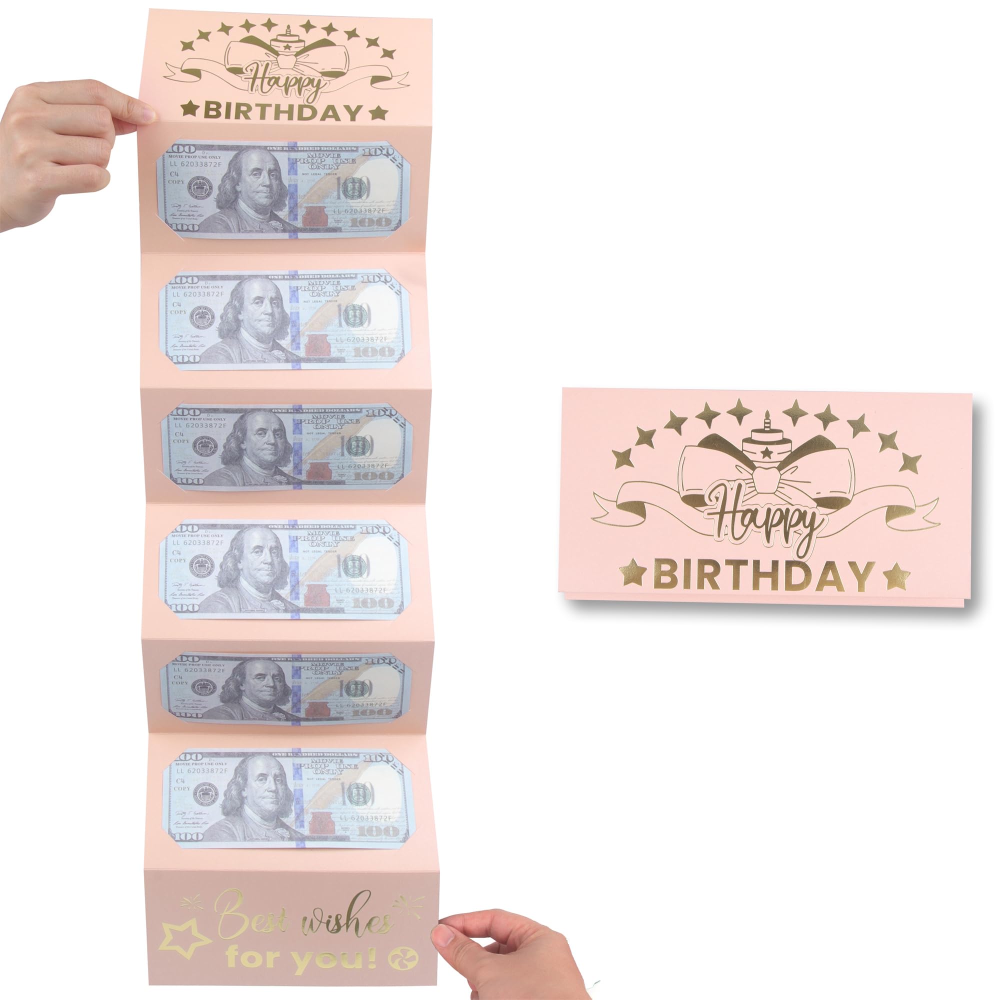 HOMANGA Birthday Money Envelope for Cash Gifts - Pink Rose Gold Money Holder for Women, Wife, Kids & Girls | Perfect for Birthday Surprises, Wedding Gifts & Special Occasions