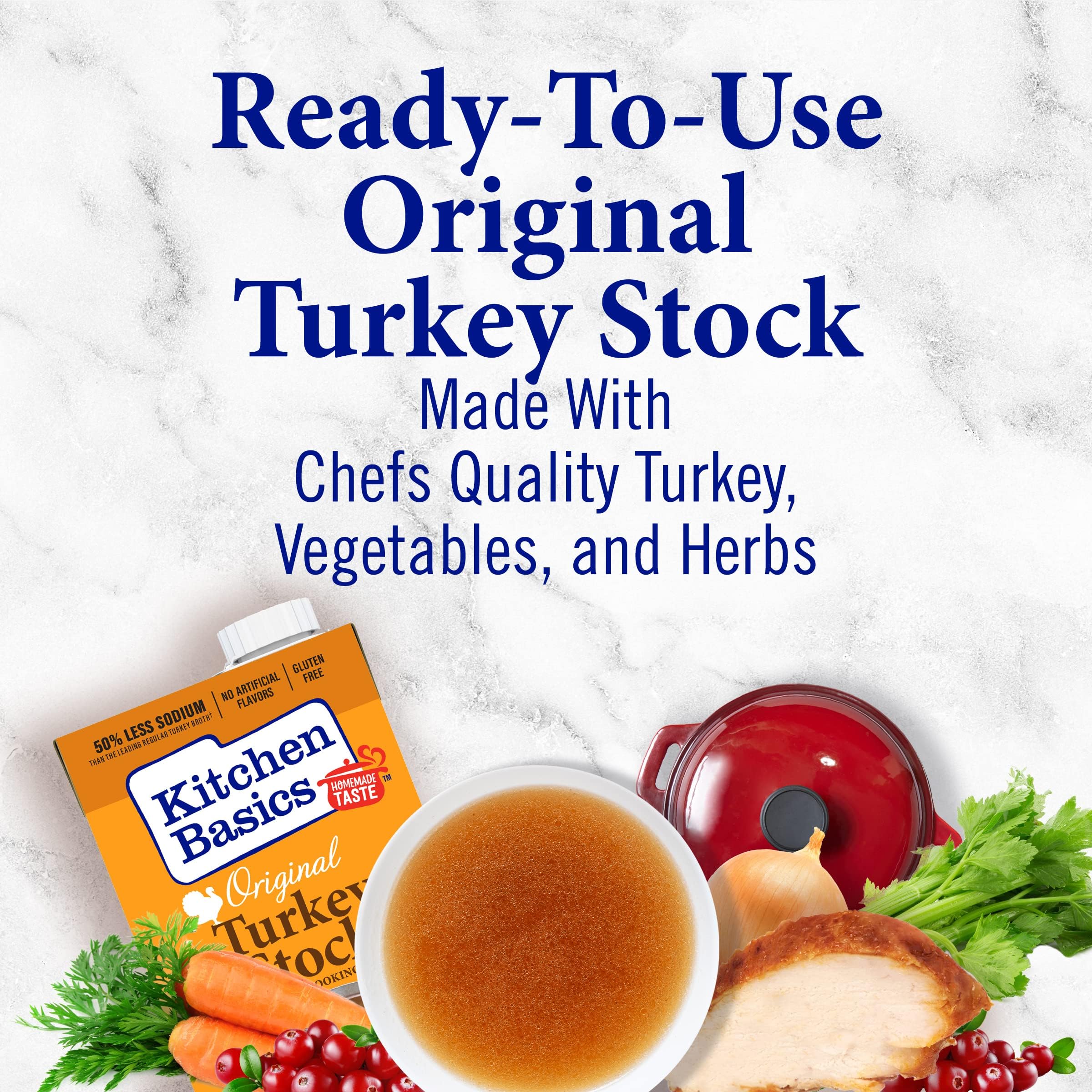 Kitchen Basics® Original Turkey Stock - 32 oz Carton, All-Natural Broth for Soups, Gravy & Cooking - Perfect for Thanksgiving, Holiday Meals & Everyday Recipes
