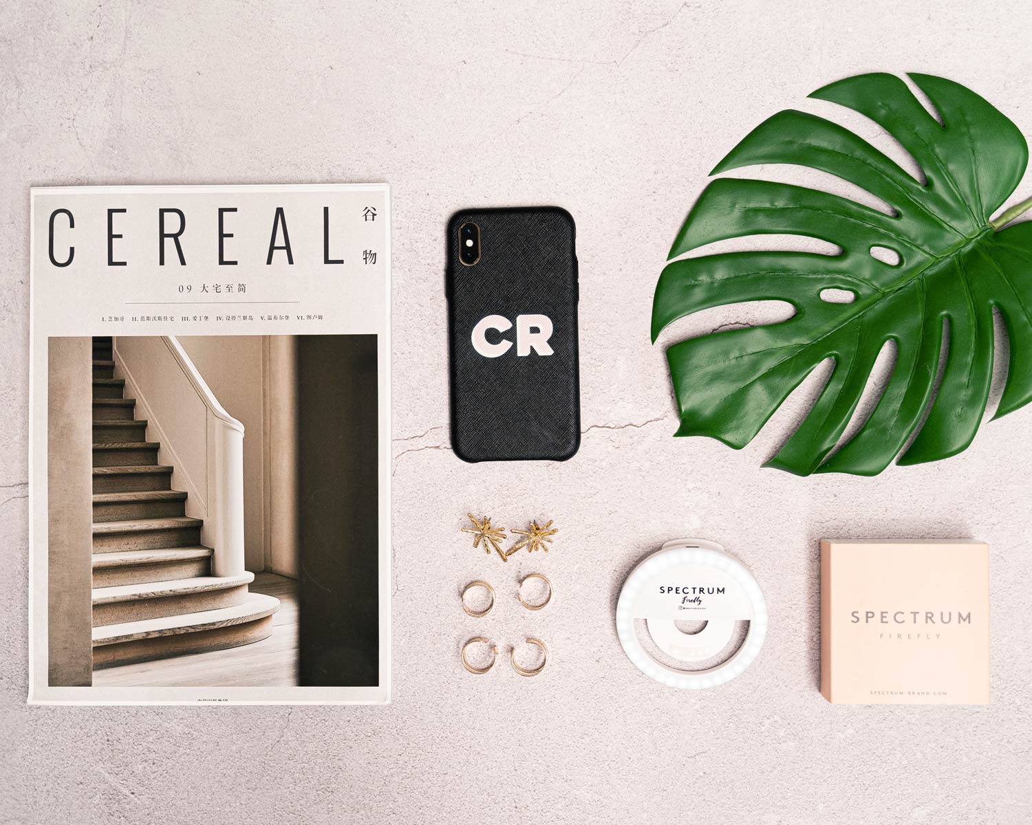 Flat Lay Instagram Backdrop – 'Camperdown' Textured Light Concrete Photography Background (22