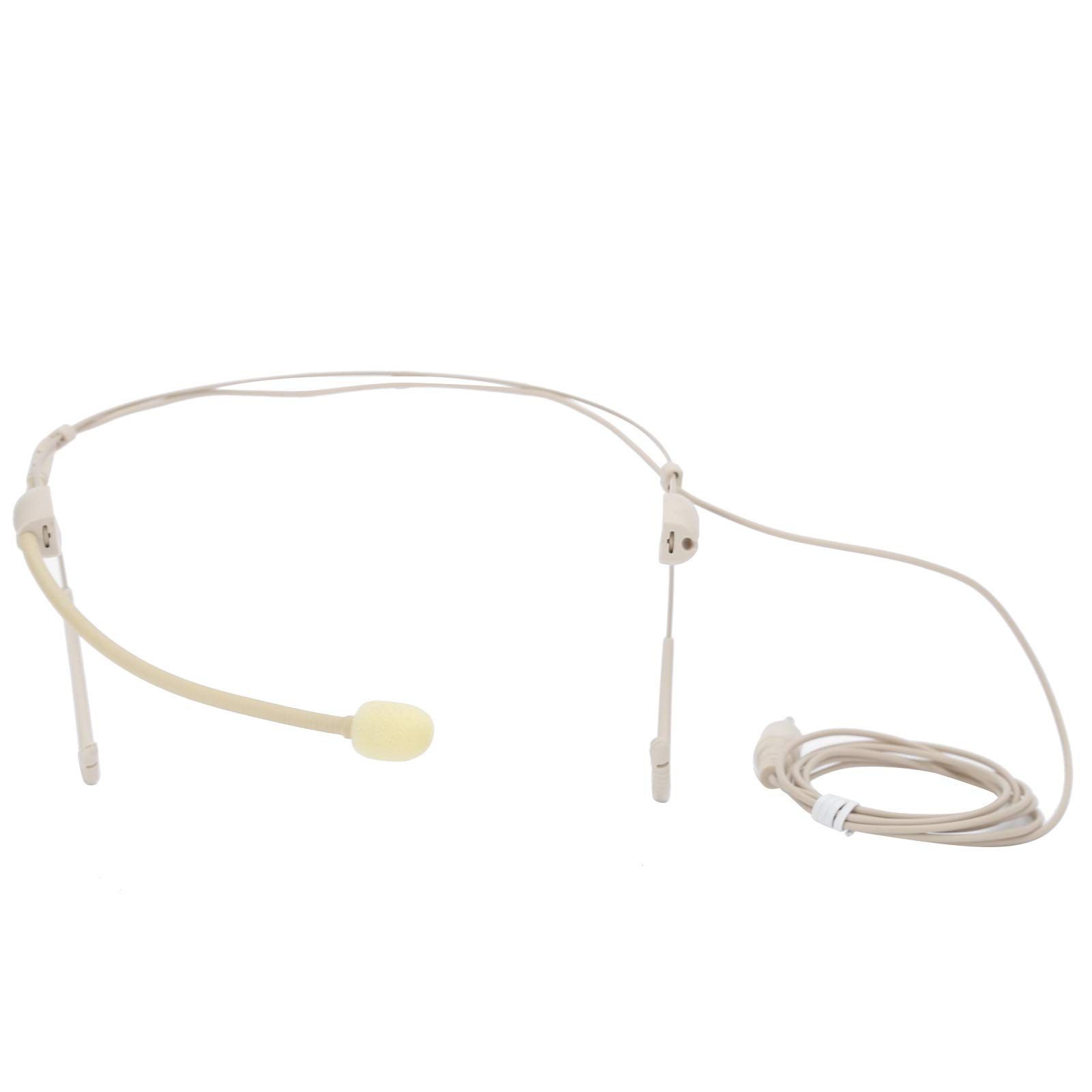 **Sutinna Beige 3.5mm Male Screw-Lock Binaural Clip-On Microphone - Professional Mini Omnidirectional Condenser Mic for Bodypack Transmitters, Podcasting, Interviews & Live Performances**